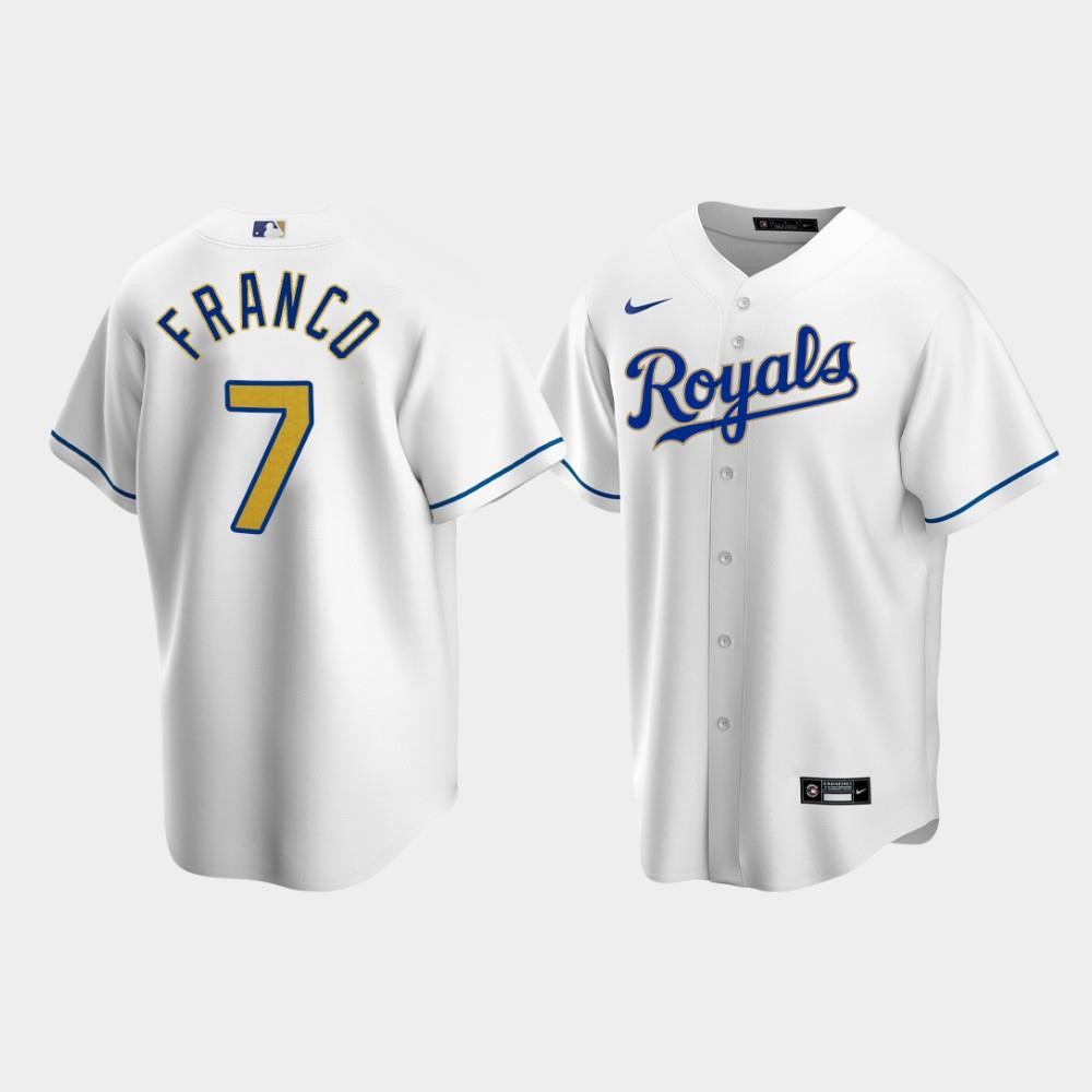 Men's Kansas City Royals Maikel Franco 7 White Home Jersey Jersey 