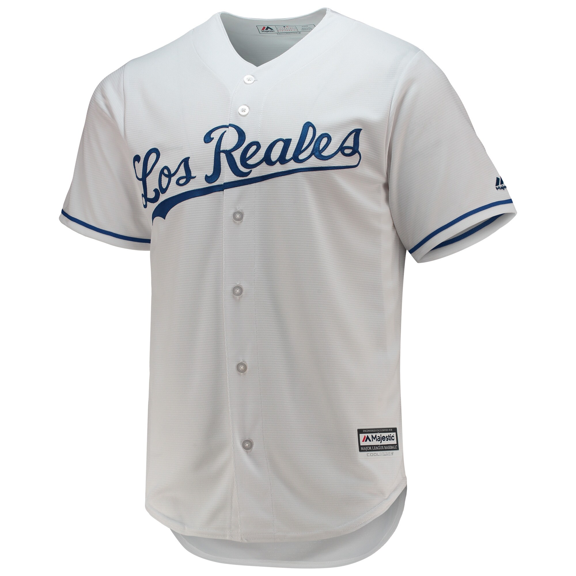 Alternative view of Men's Kansas City Royals Majestic White Team Official Jersey 