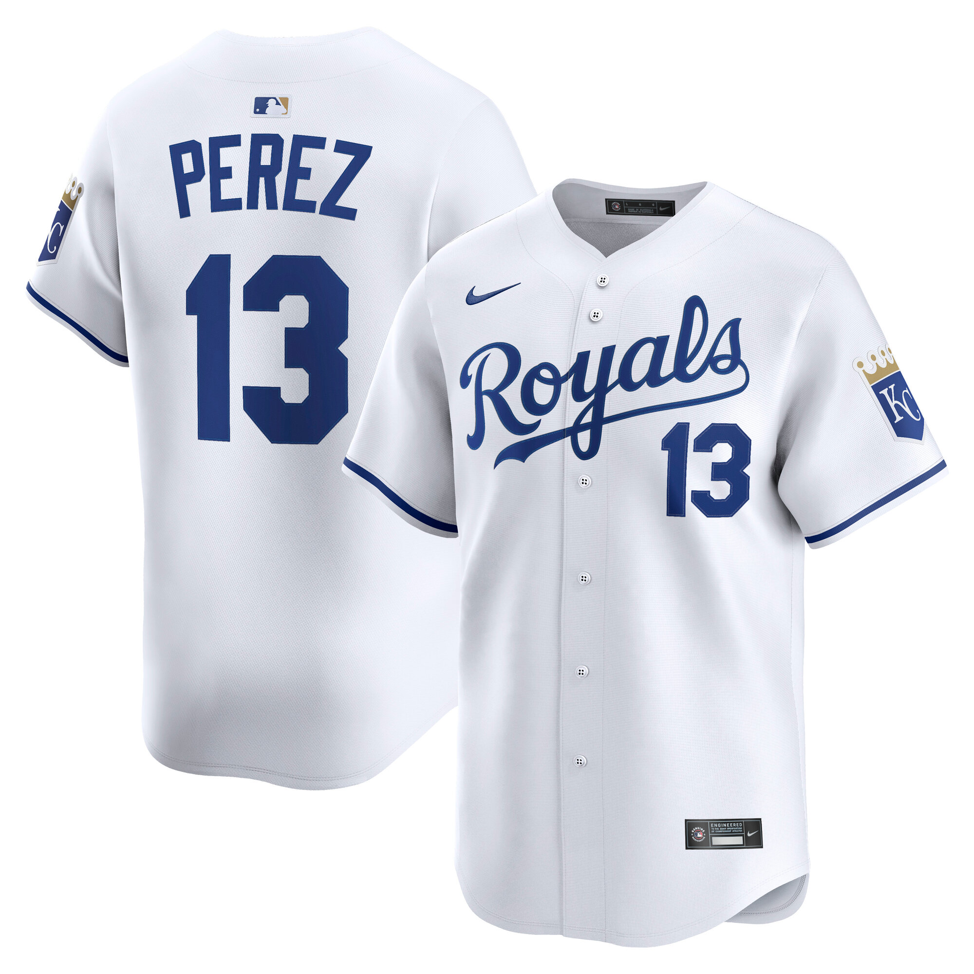 Men's Kansas City Royals Salvador Perez White Home Limited Player Jersey 