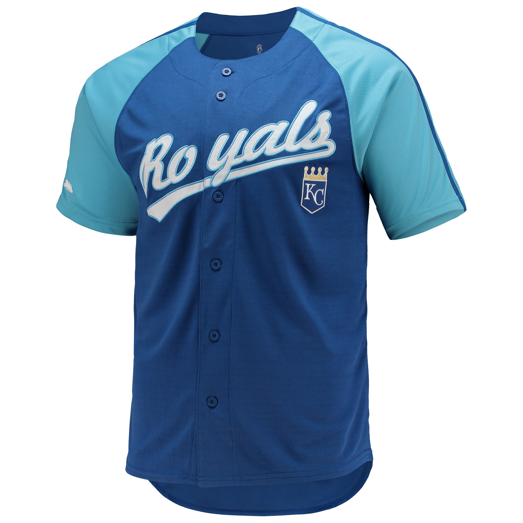 Alternative view of Men's Kansas City Royals Stitches Royal Button-Down Raglan Jersey 