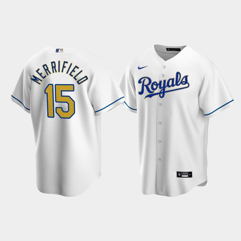 Men's Kansas City Royals Whit Merrifield 15 White Home Jersey Jersey 