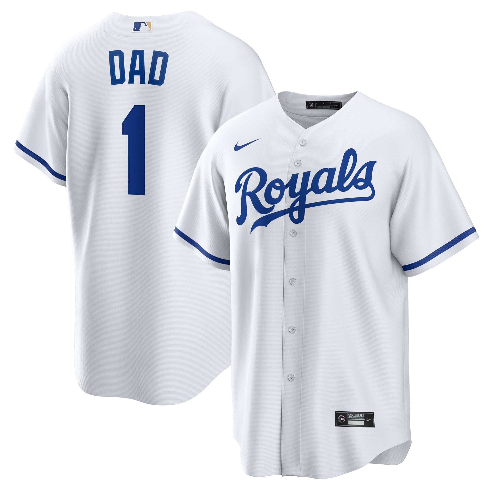 Men's Kansas City Royals White #1 Dad Home Jersey 