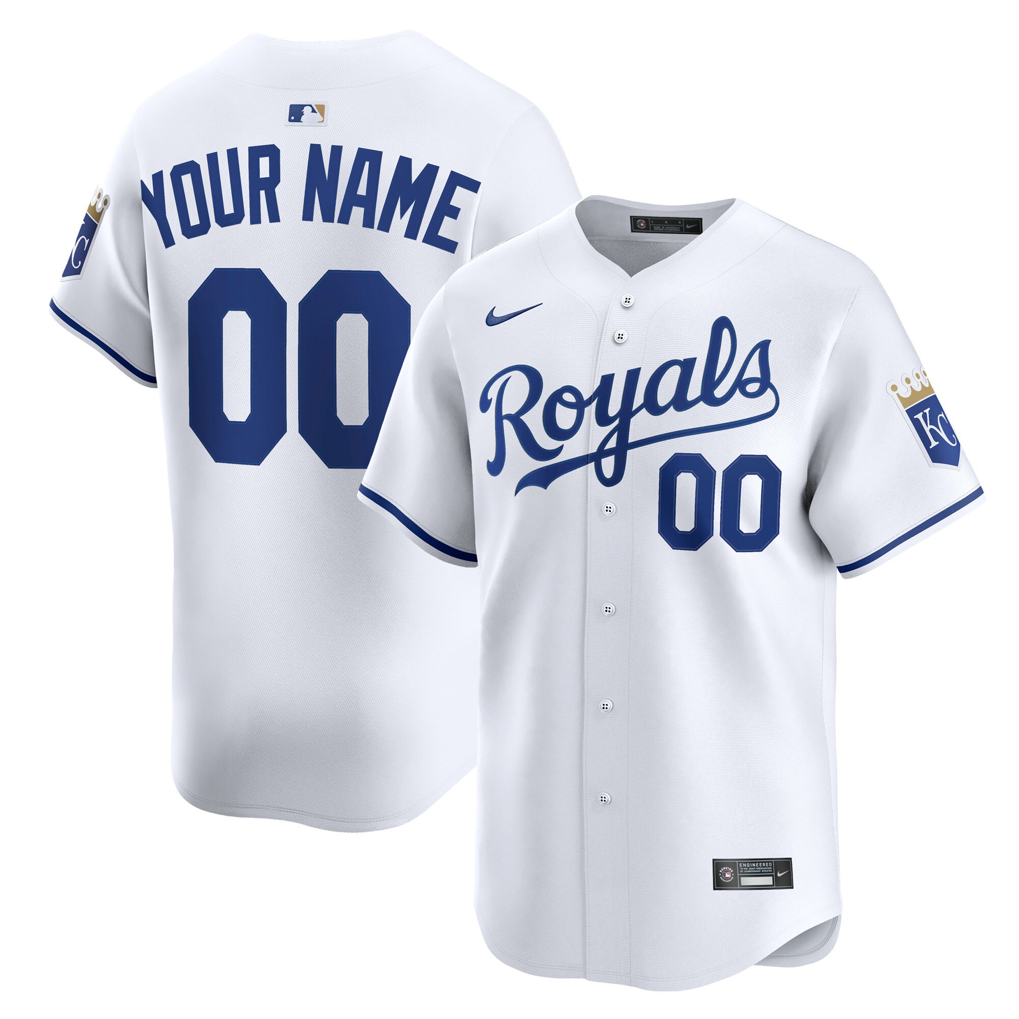 Men's Kansas City Royals White Home Limited Custom Jersey 