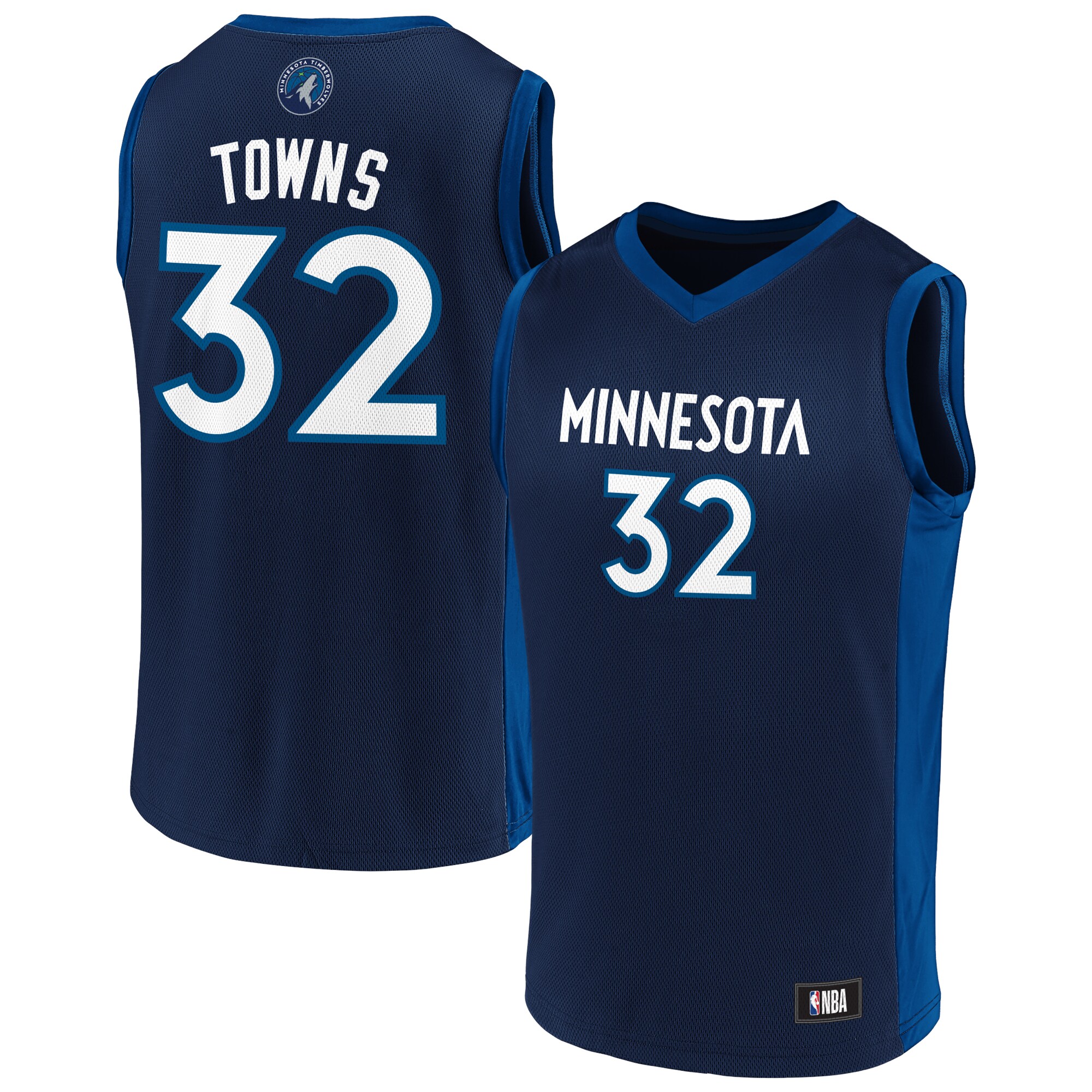 Alternative view of Men's Karl-anthony Towns Navy/blue Minnesota Timberwolves Replica Jersey