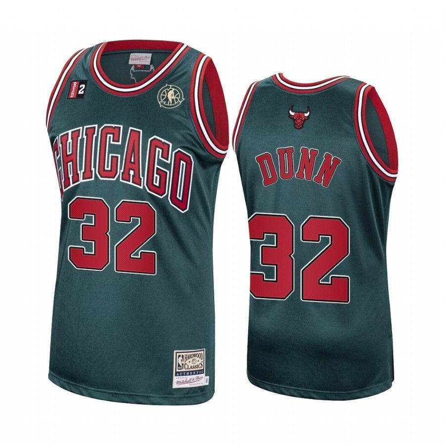 Men's Kris Dunn 32 Chicago Bulls Green Hardwood Classics Jersey - JS574 