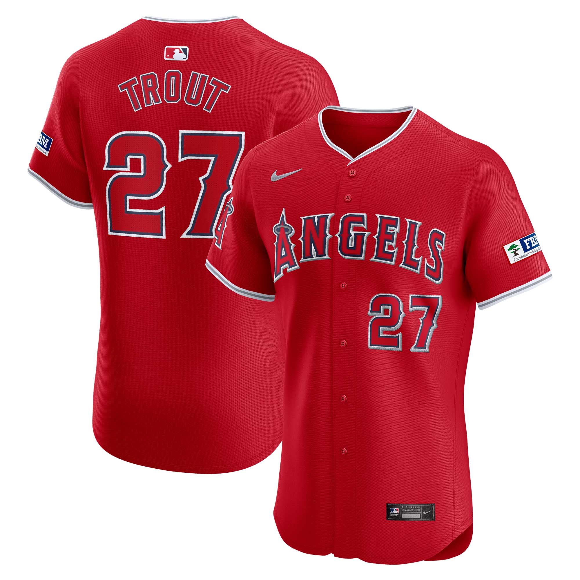 Men's Los Angeles Angels Mike Trout Red Alternate Elite Player Jersey 