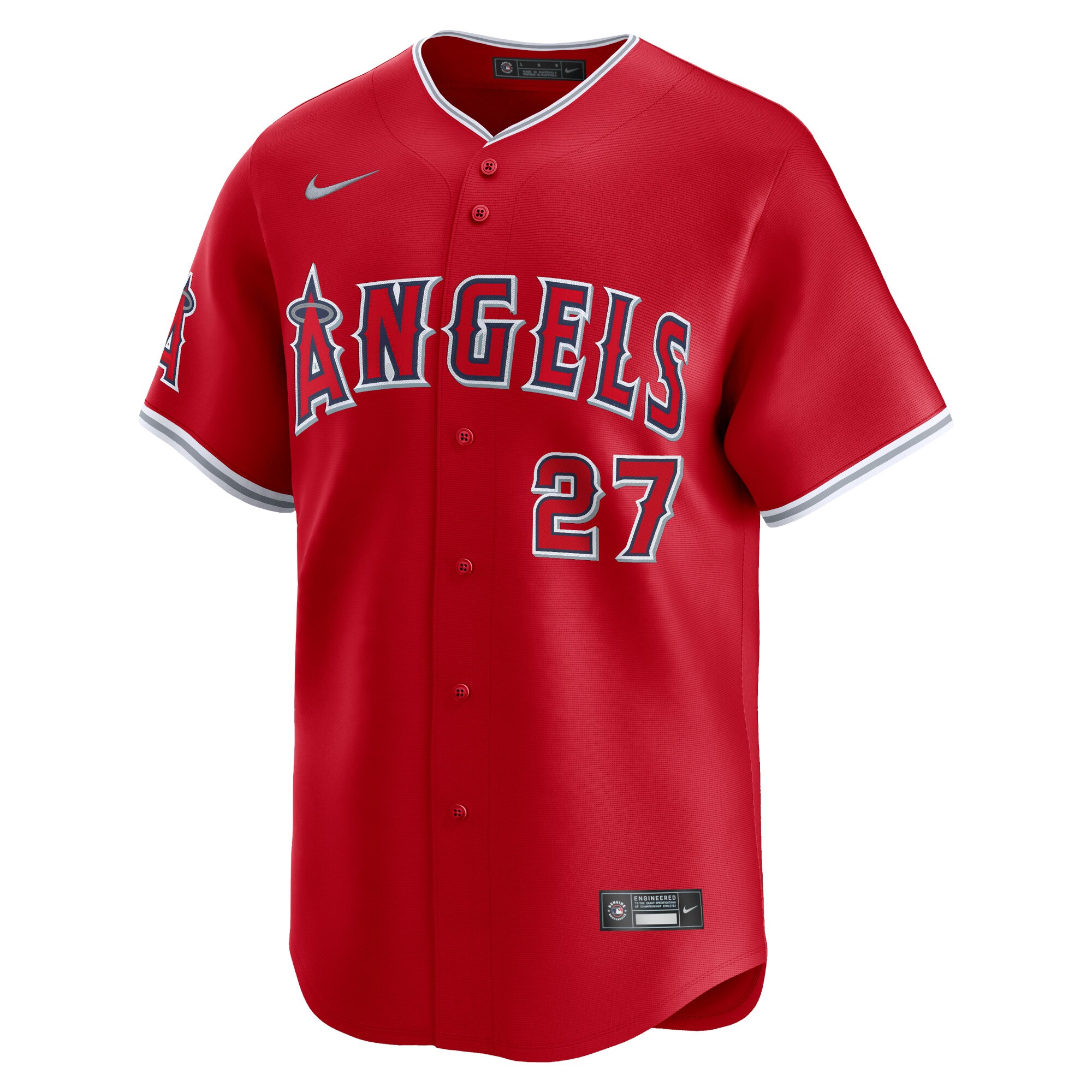 Alternative view of Men's Los Angeles Angels Mike Trout Red Alternate Limited Player Jersey 