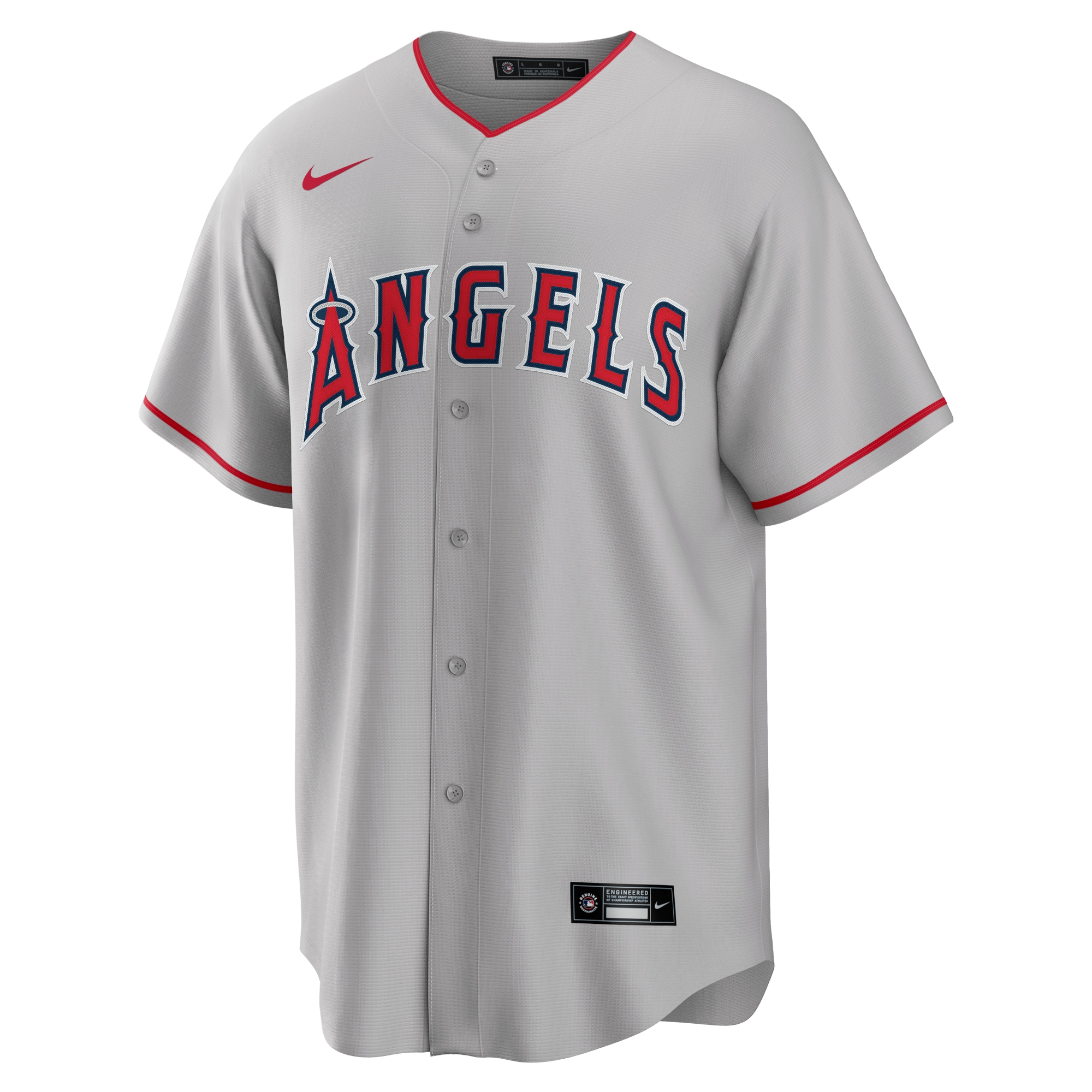 Alternative view of Men's Los Angeles Angels Mike Trout Silver Road Player Name Jersey 