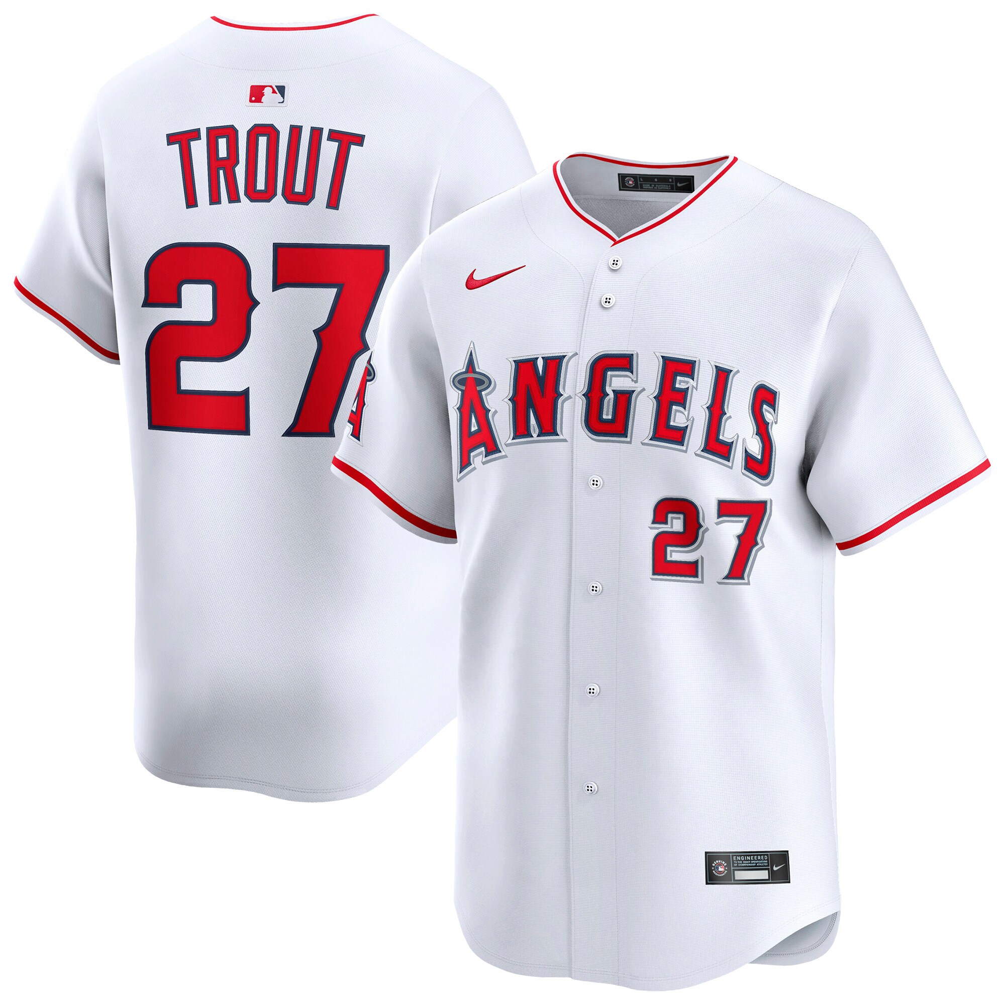 Men's Los Angeles Angels Mike Trout White Home Limited Player Jersey 