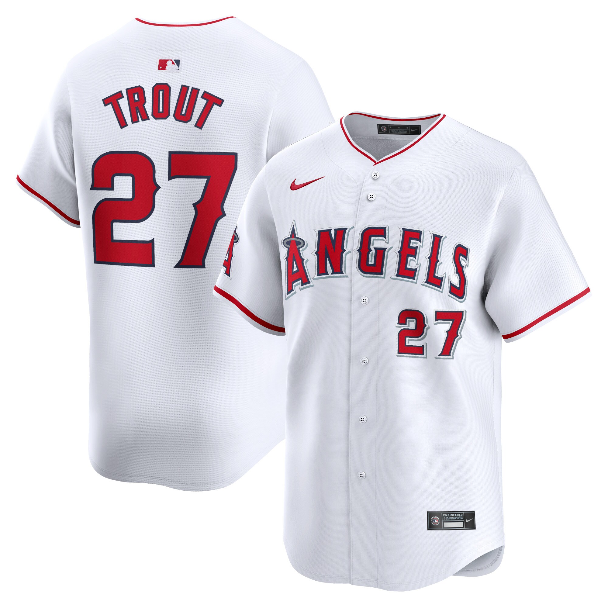Men's Los Angeles Angels Mike Trout White Home Limited Player Jersey 
