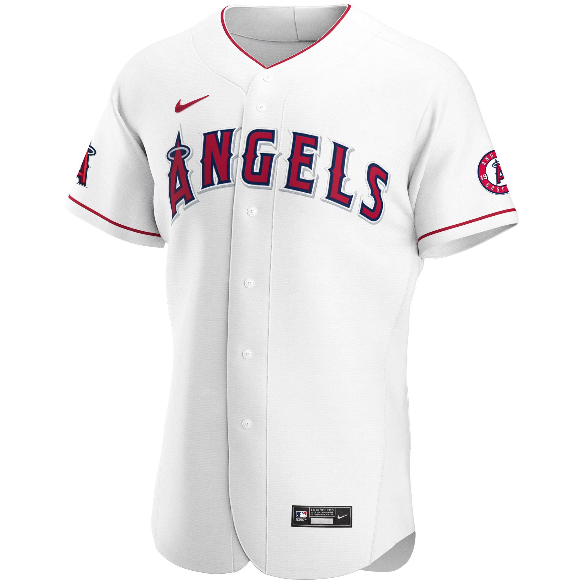 Alternative view of Men's Los Angeles Angels White Home Team Jersey 