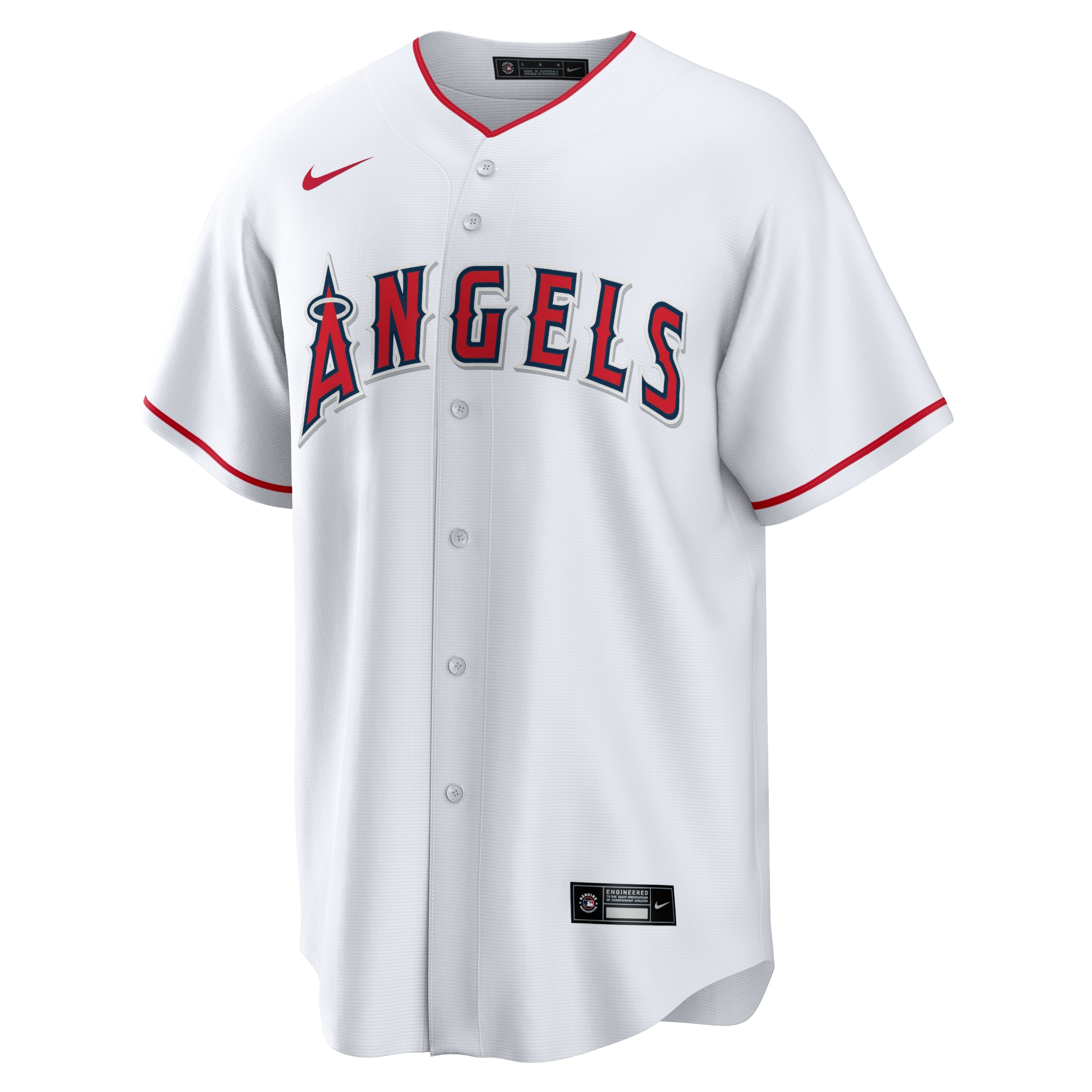 Alternative view of Men's Los Angeles Angels White Home Team Jersey 