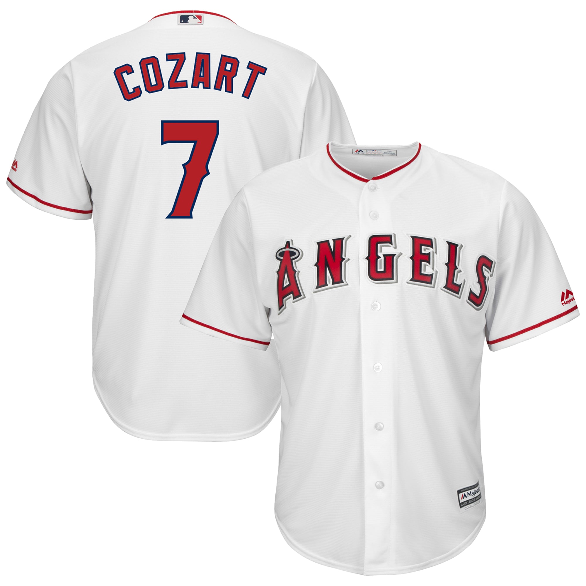 Men's Los Angeles Angels Zack Cozart Majestic White Home Cool Base Player Jersey 