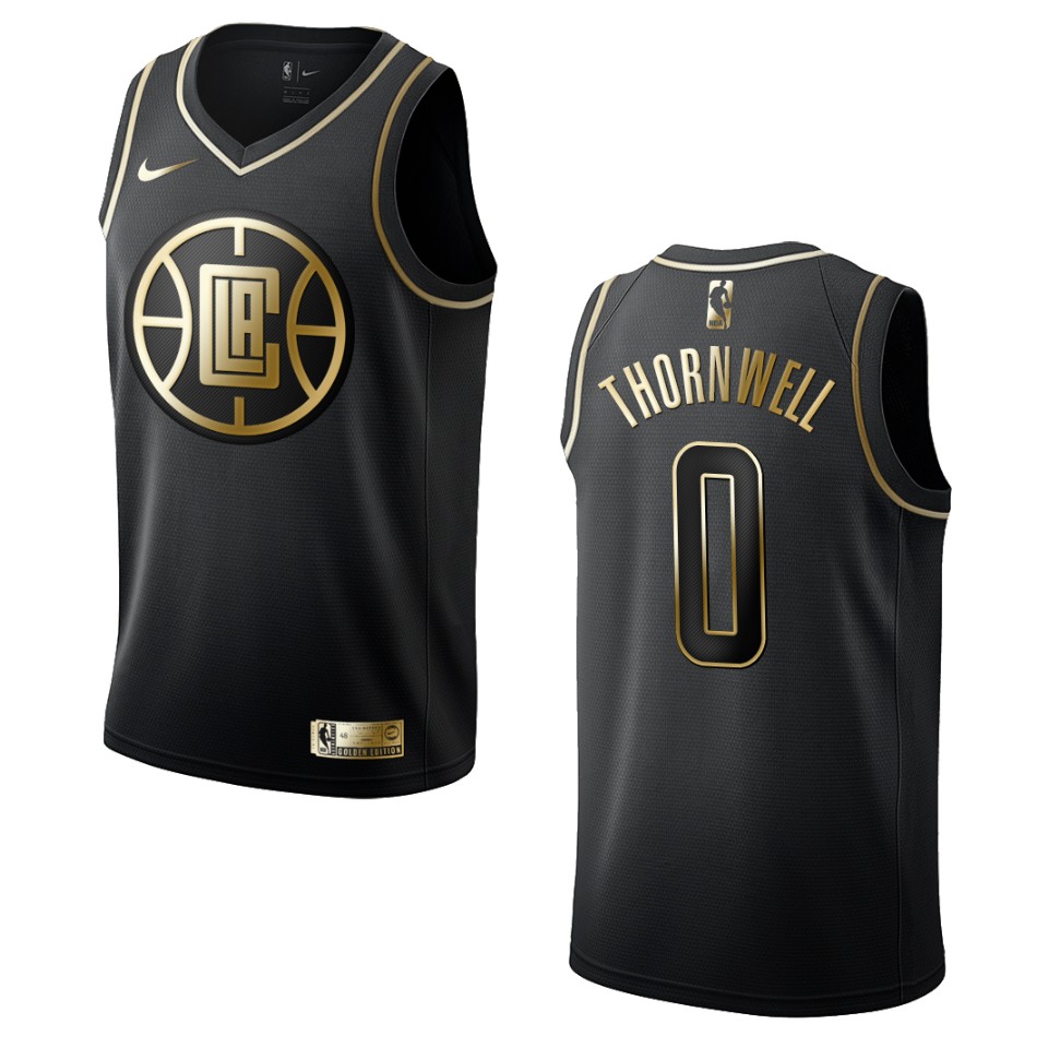 Men’s Los Angeles Clippers #0 Sindarius Thornwell Golden Edition Jersey – Black