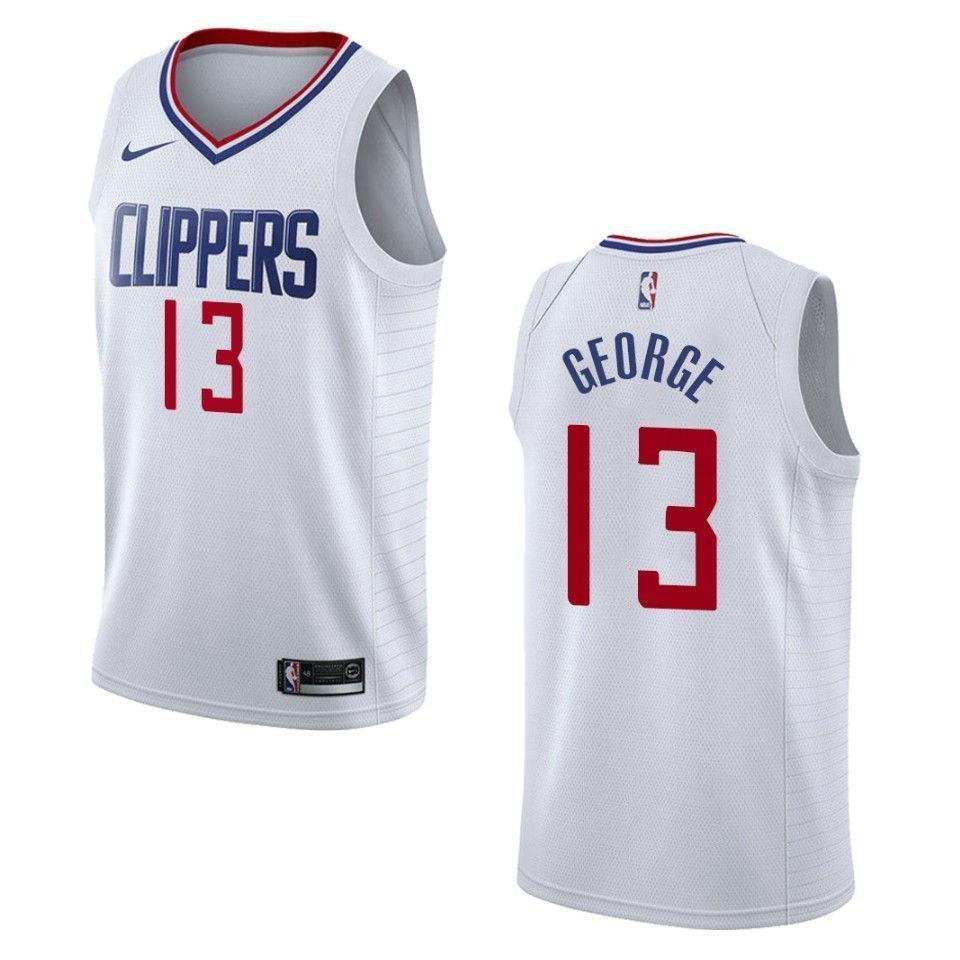 Men's Los Angeles Clippers 13 Paul George Association Swingman Jersey - White - JS135 