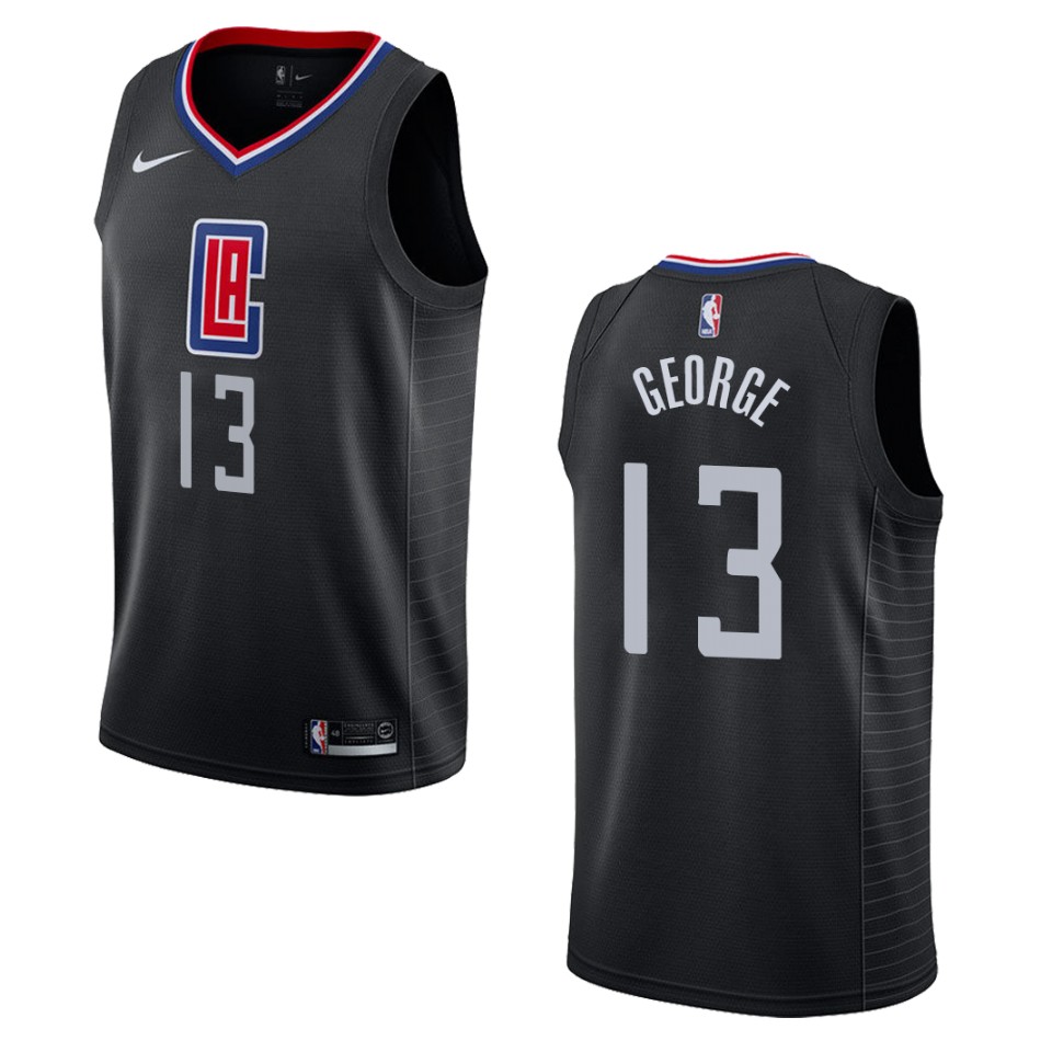 Men's Los Angeles Clippers #13 Paul George Statement Swingman Jersey - Black