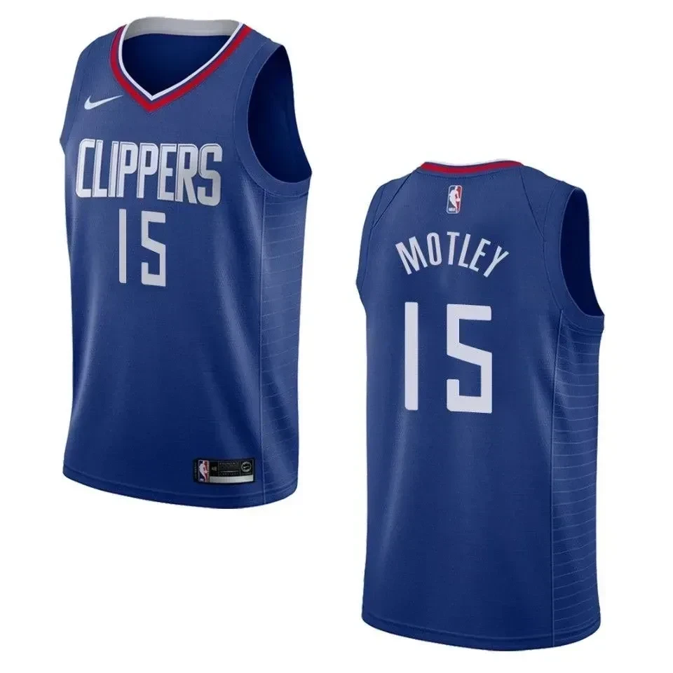Men's Los Angeles Clippers 15 Johnathan Motley Icon Swingman Jersey - Blue - JS518 