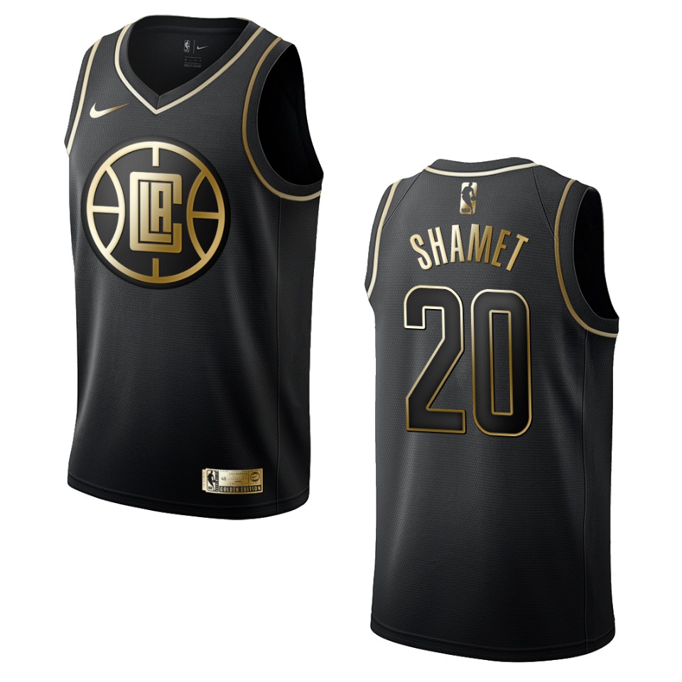 Men’s Los Angeles Clippers #20 Landry Shamet Golden Edition Jersey – Black