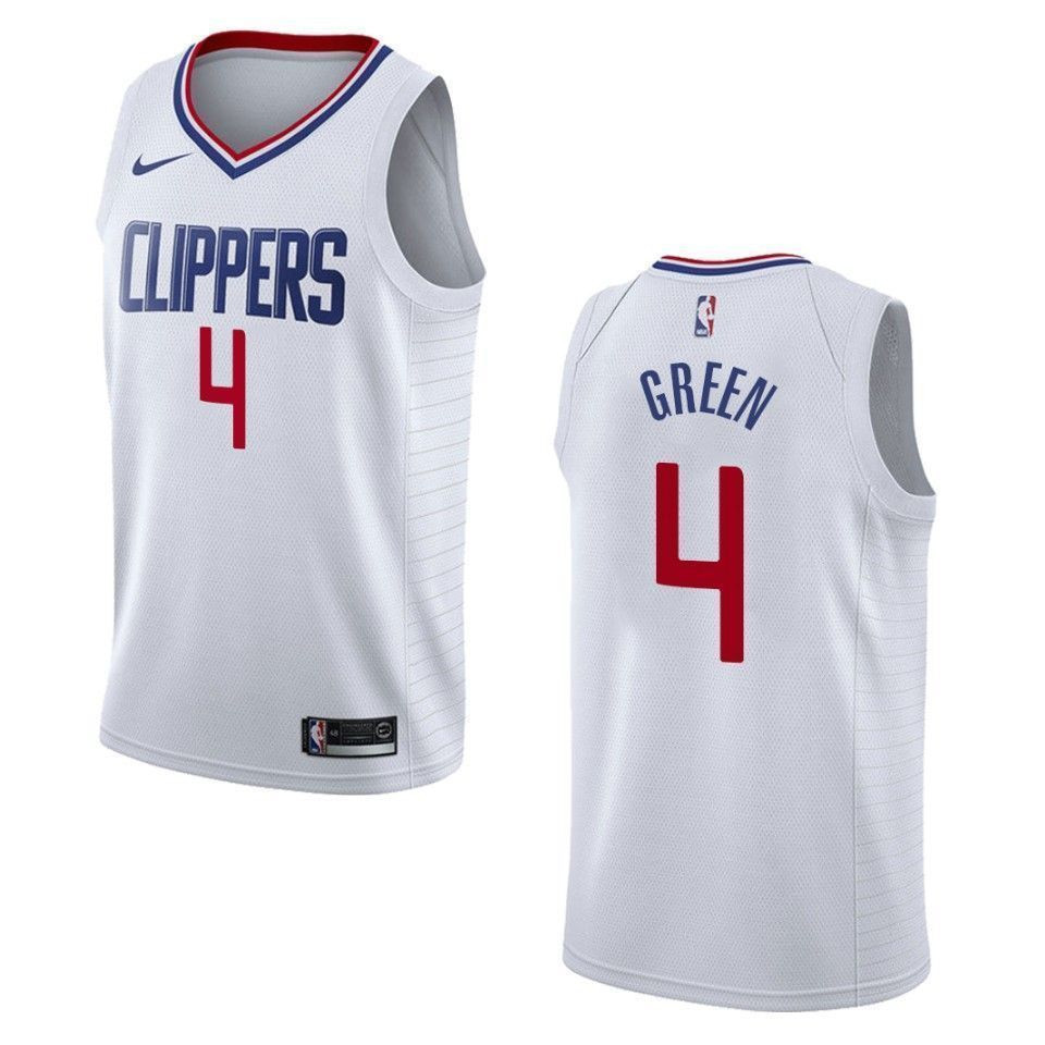 Men's Los Angeles Clippers 4 Jamychal Green Association Swingman Jersey - White - JS456 