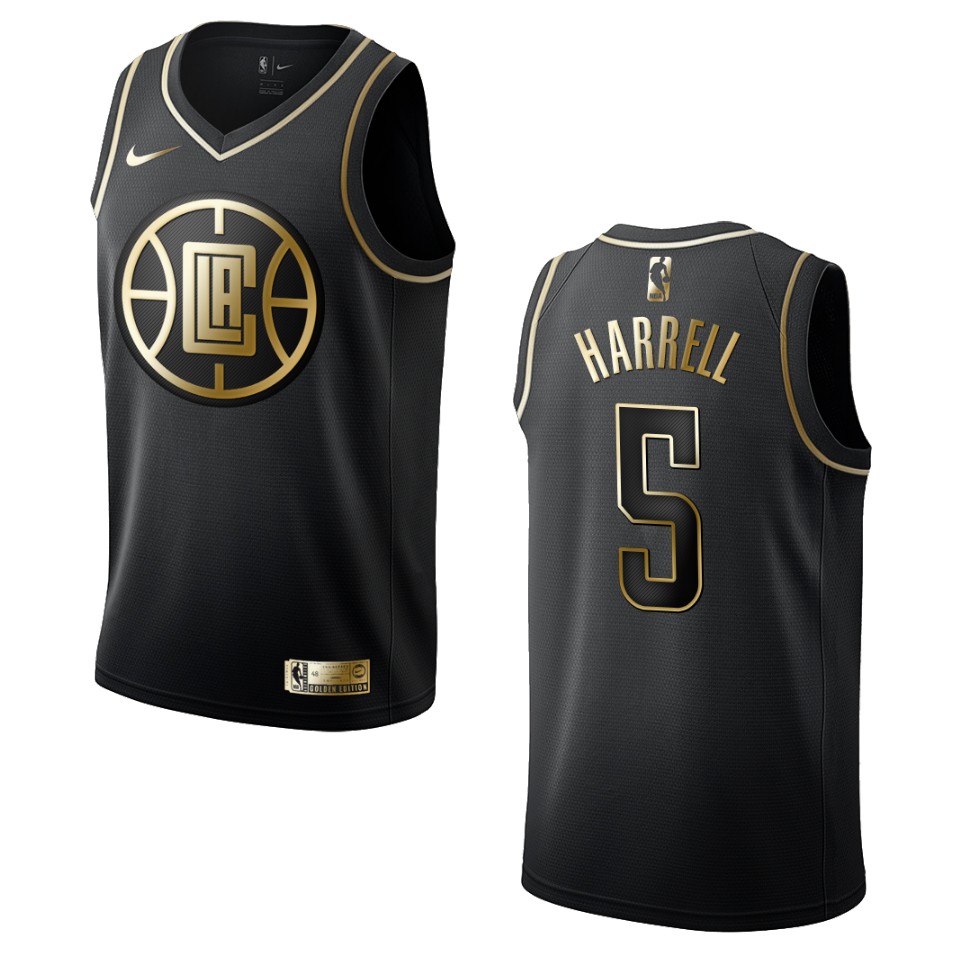 Men’s Los Angeles Clippers #5 Montrezl Harrell Golden Edition Jersey – Black