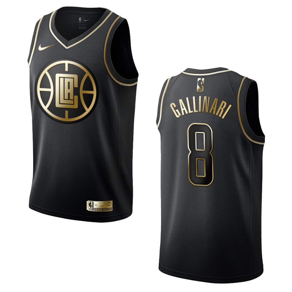 Men’s Los Angeles Clippers #8 Danilo Gallinari Golden Edition Jersey – Black