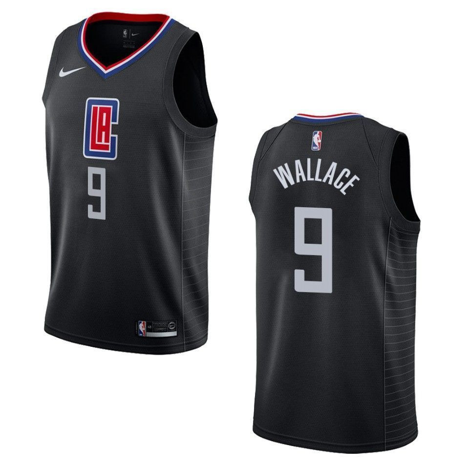 Men's Los Angeles Clippers 9 Tyrone Wallace Statement Swingman Jersey - Black - JS460 