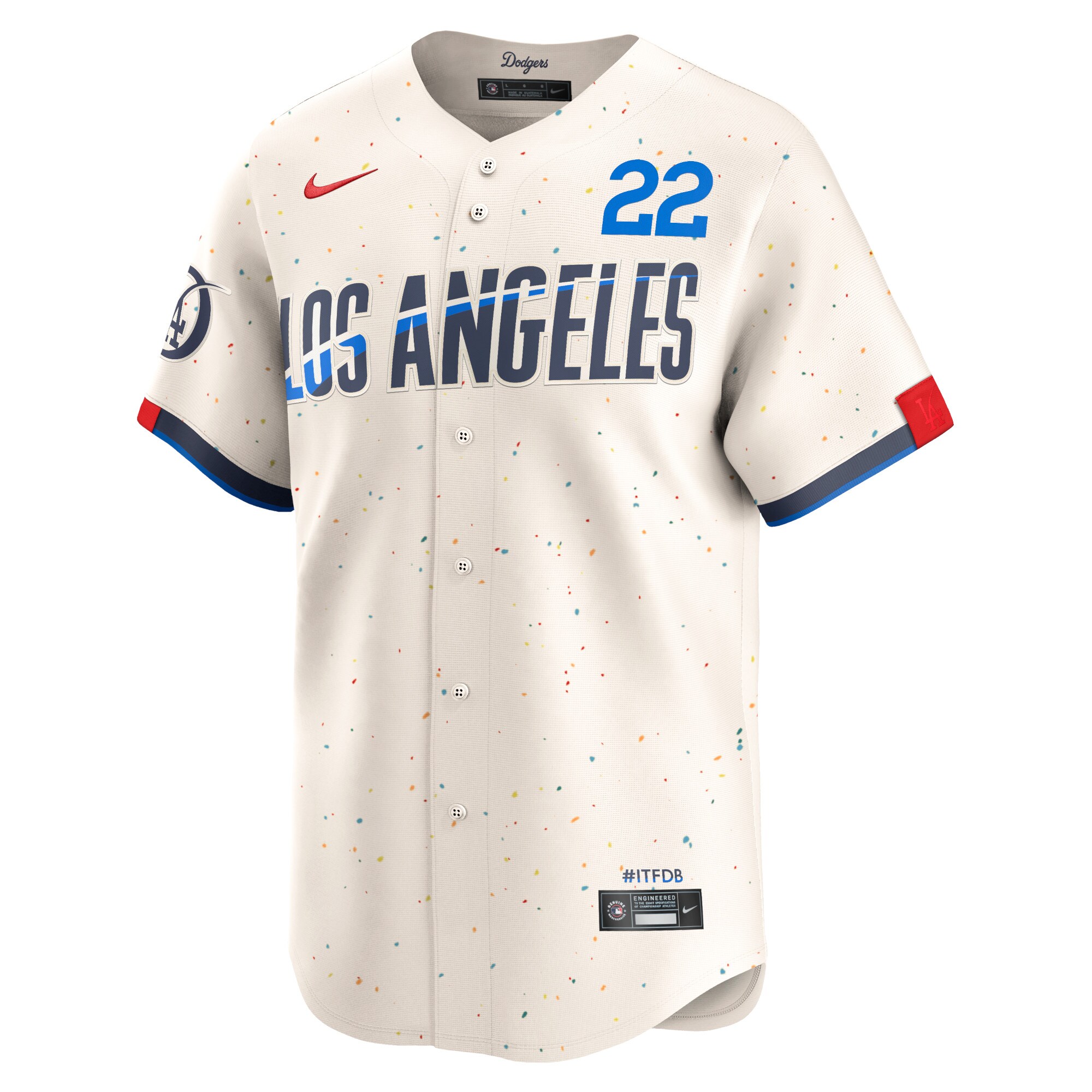 Alternative view of Men's Los Angeles Dodgers Clayton Kershaw Cream 2024 City Connect Limited Player Jersey 