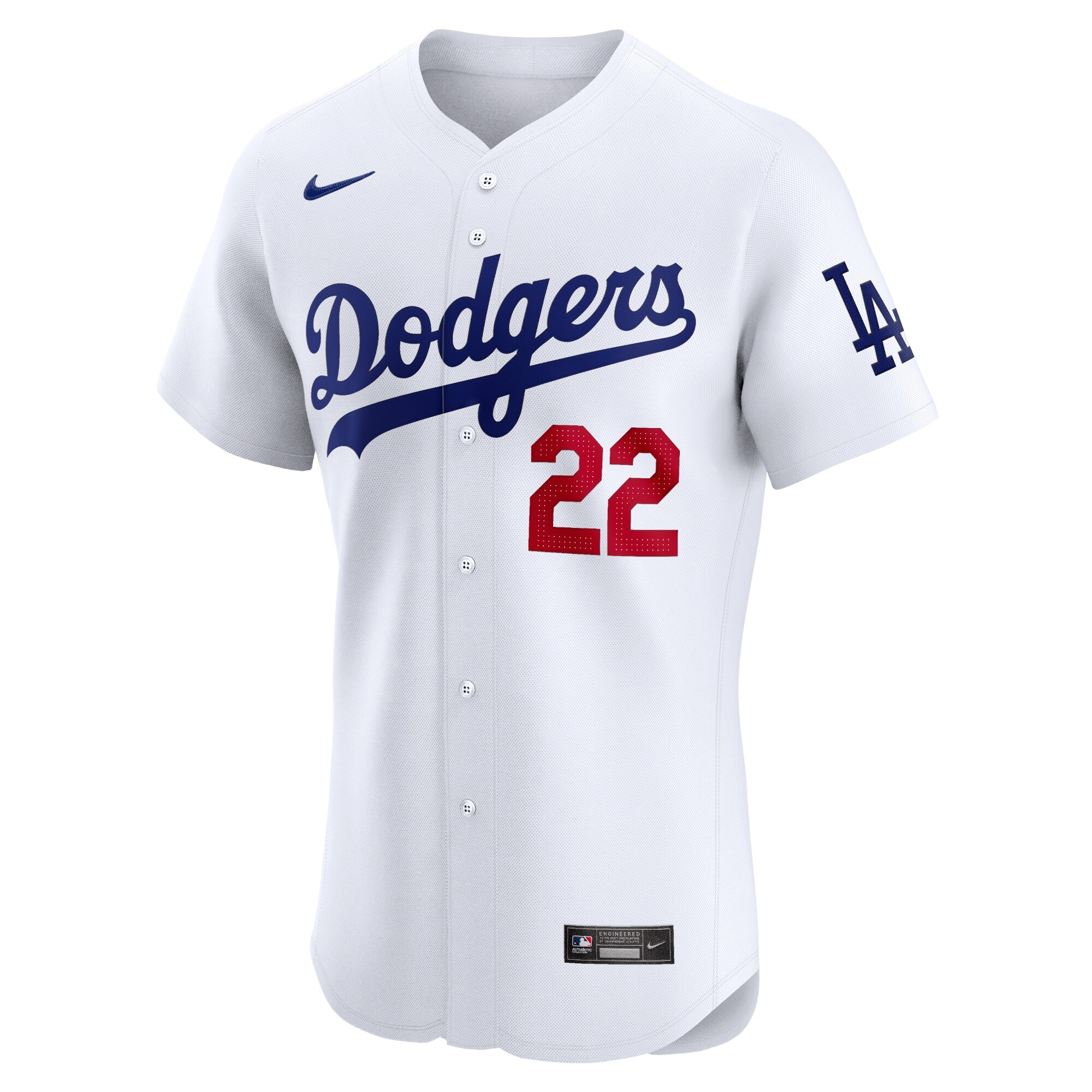 Alternative view of Men's Los Angeles Dodgers Clayton Kershaw White Home Elite Player Jersey 