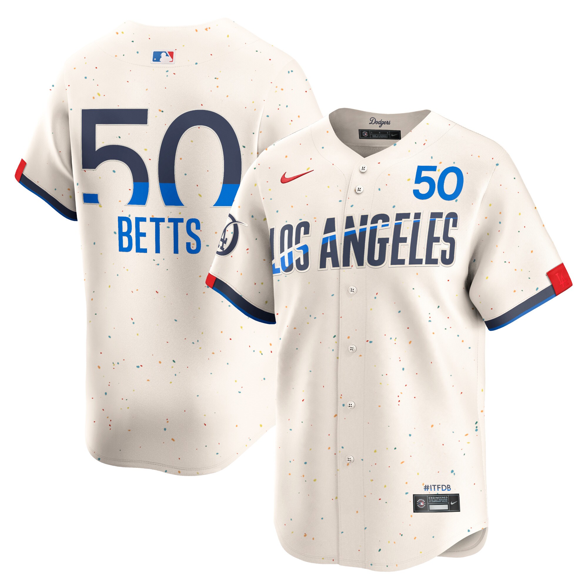 Men's Los Angeles Dodgers Mookie Betts Cream 2024 City Connect Limited Player Jersey 