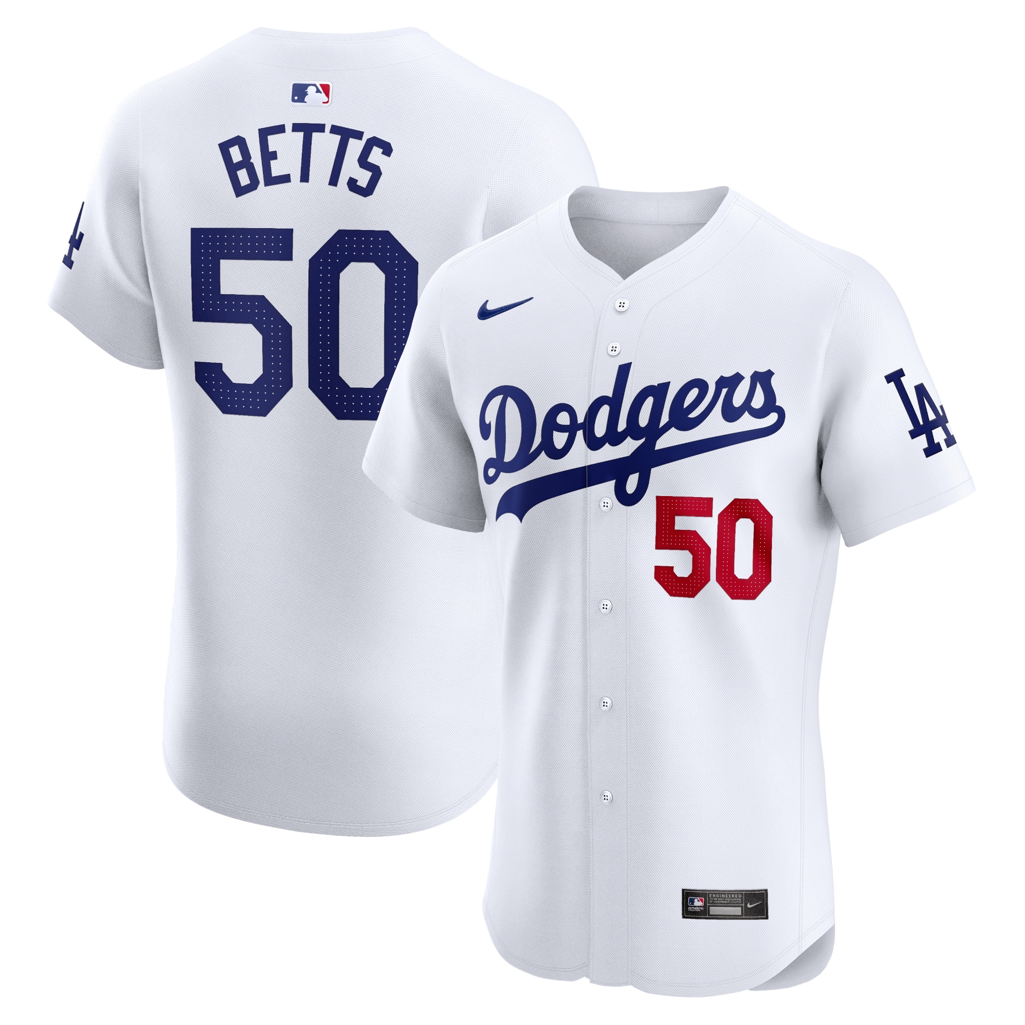 Men's Los Angeles Dodgers Mookie Betts White Home Elite Jersey 