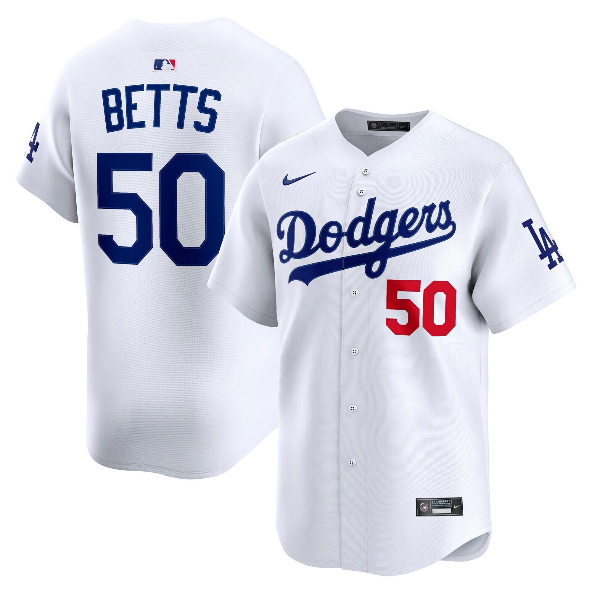 Men's Los Angeles Dodgers Mookie Betts White Home Limited Player Jersey 