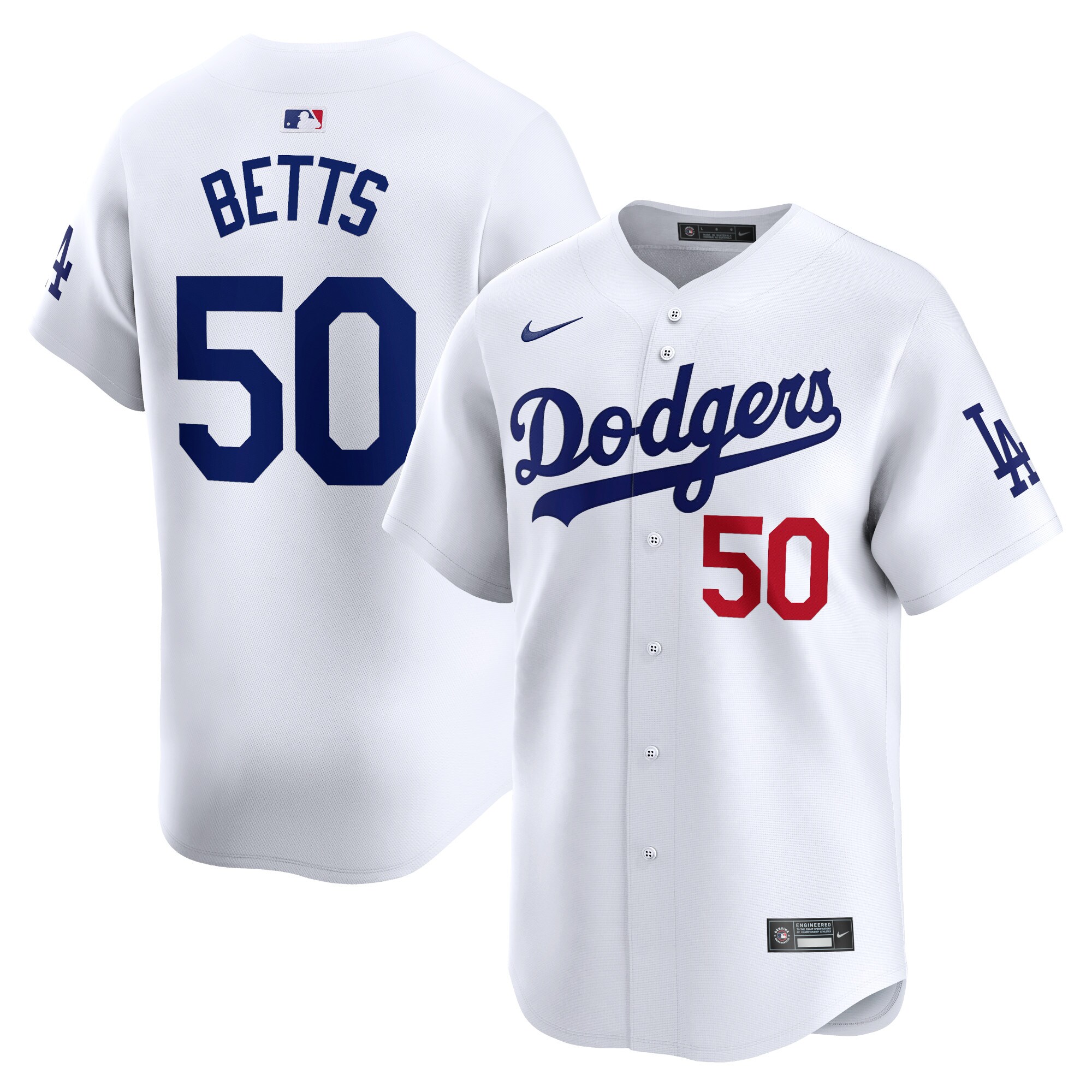Men's Los Angeles Dodgers Mookie Betts White Home Limited Player Jersey 