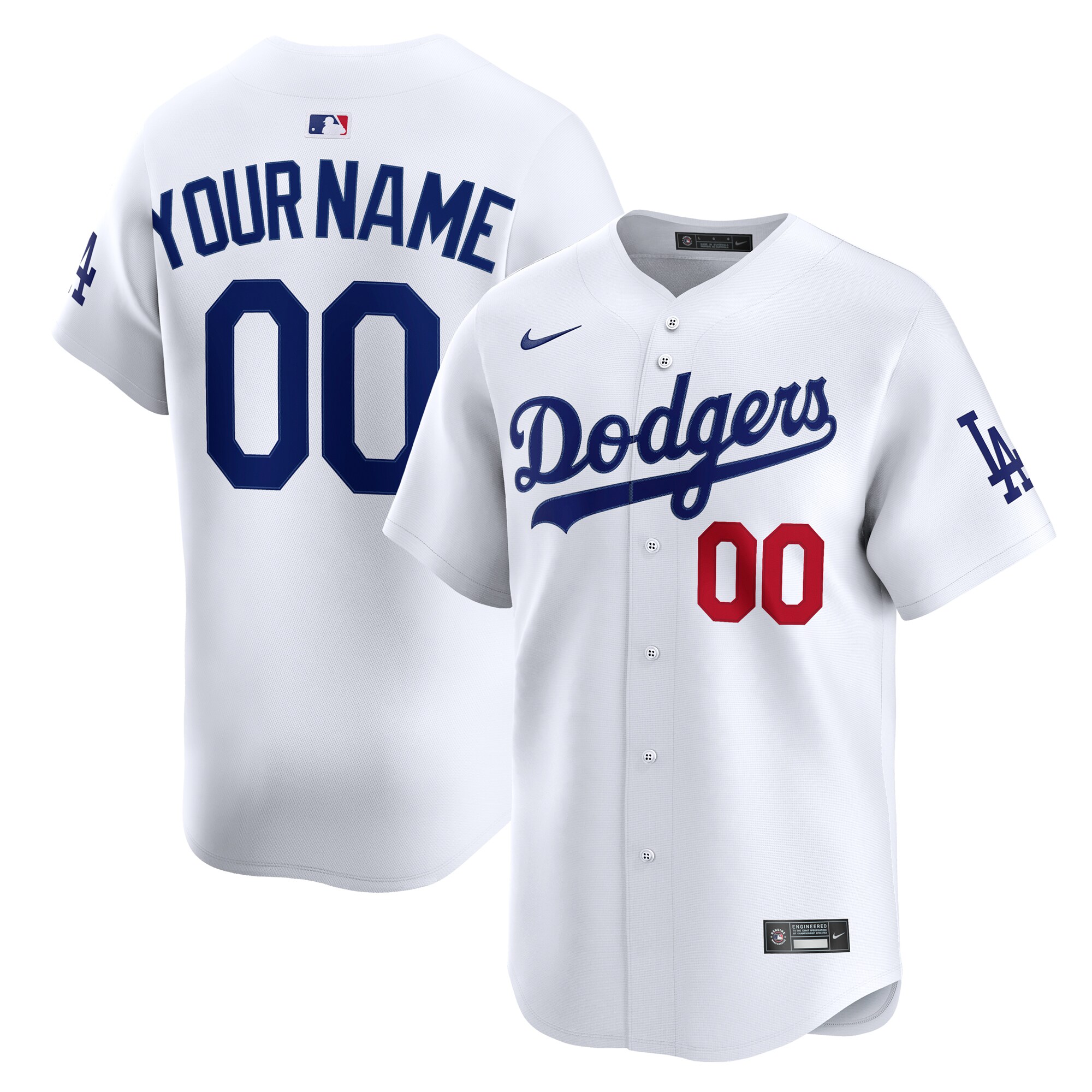 Men's Los Angeles Dodgers White Home Limited Custom Jersey 