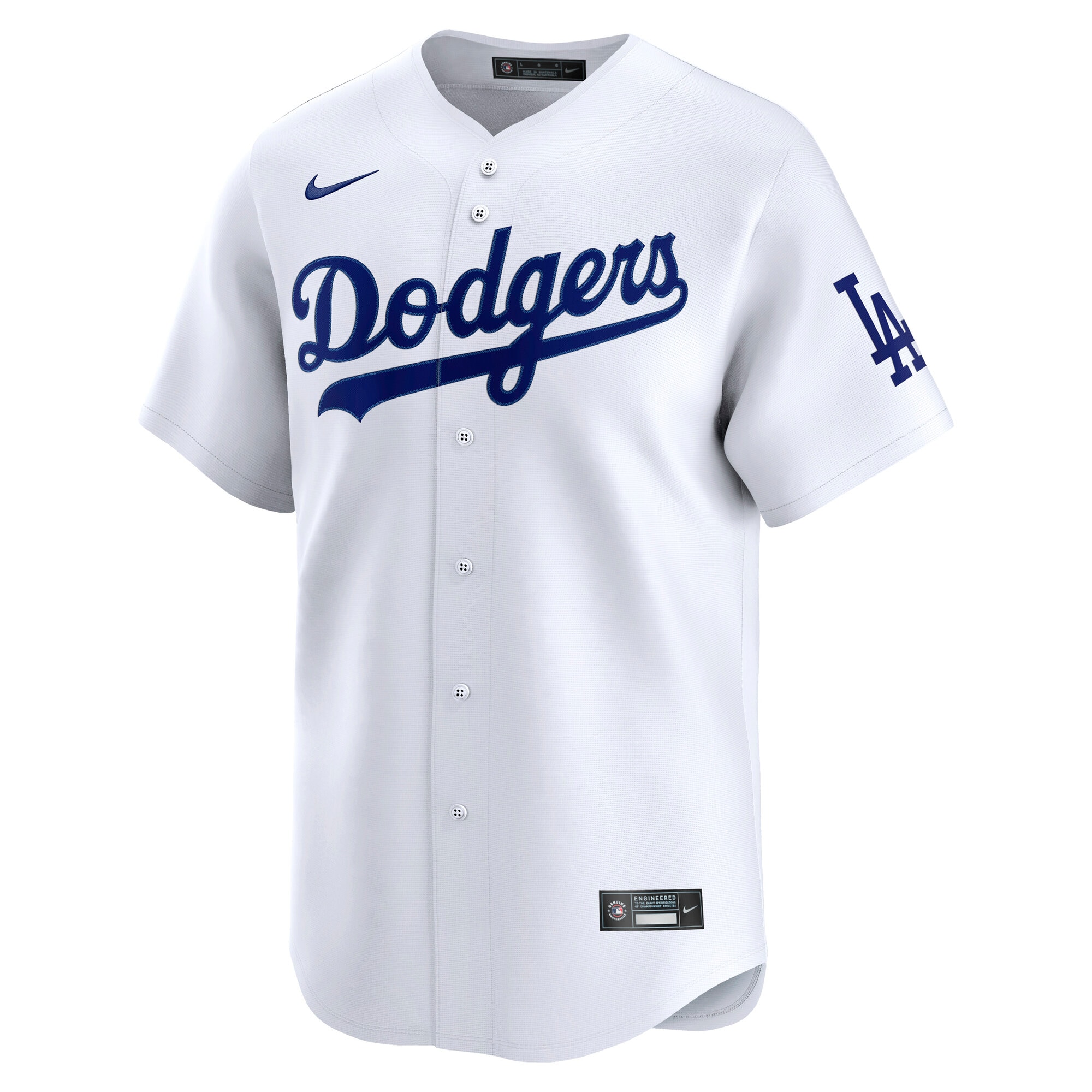 Alternative view of Men's Los Angeles Dodgers White Home Limited Jersey 