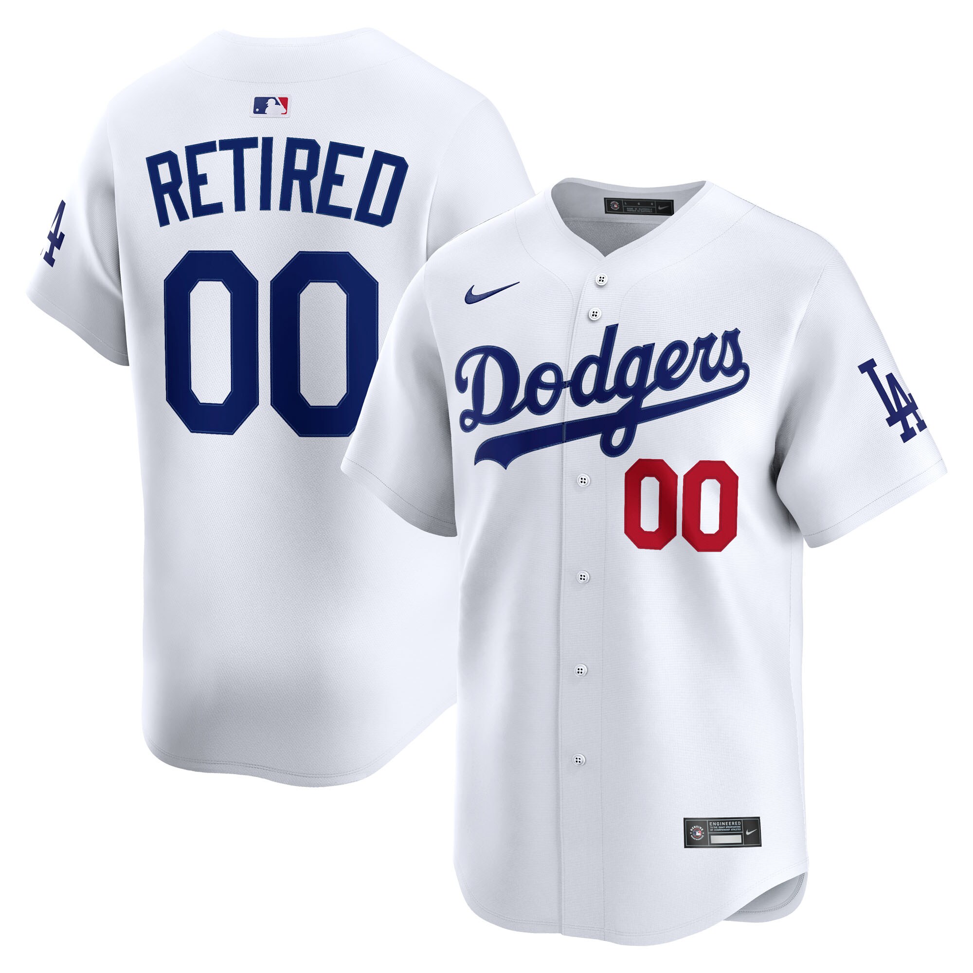 Men's Los Angeles Dodgers White Home Limited Pick-A-Player Retired Roster Jersey 