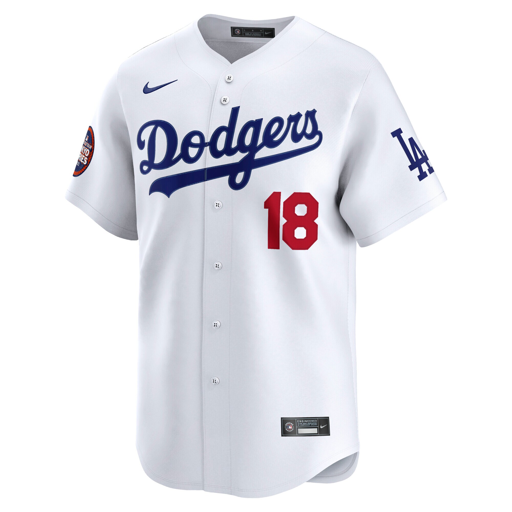 Alternative view of Men's Los Angeles Dodgers Yoshinobu Yamamoto White 2025 MLB World Tour: Tokyo Series Home Limited Player Jersey 