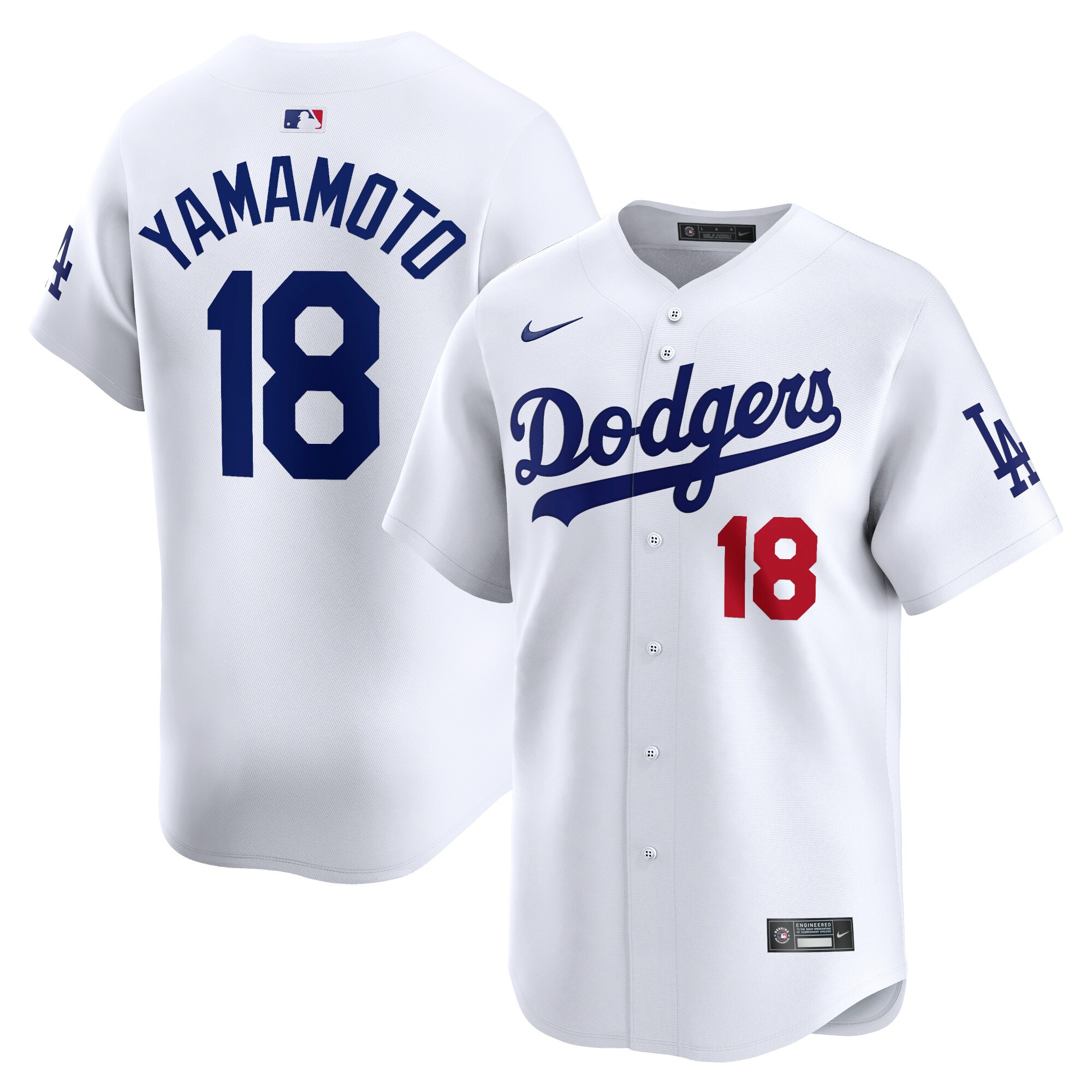 Men's Los Angeles Dodgers Yoshinobu Yamamoto White Home Limited Player Jersey 