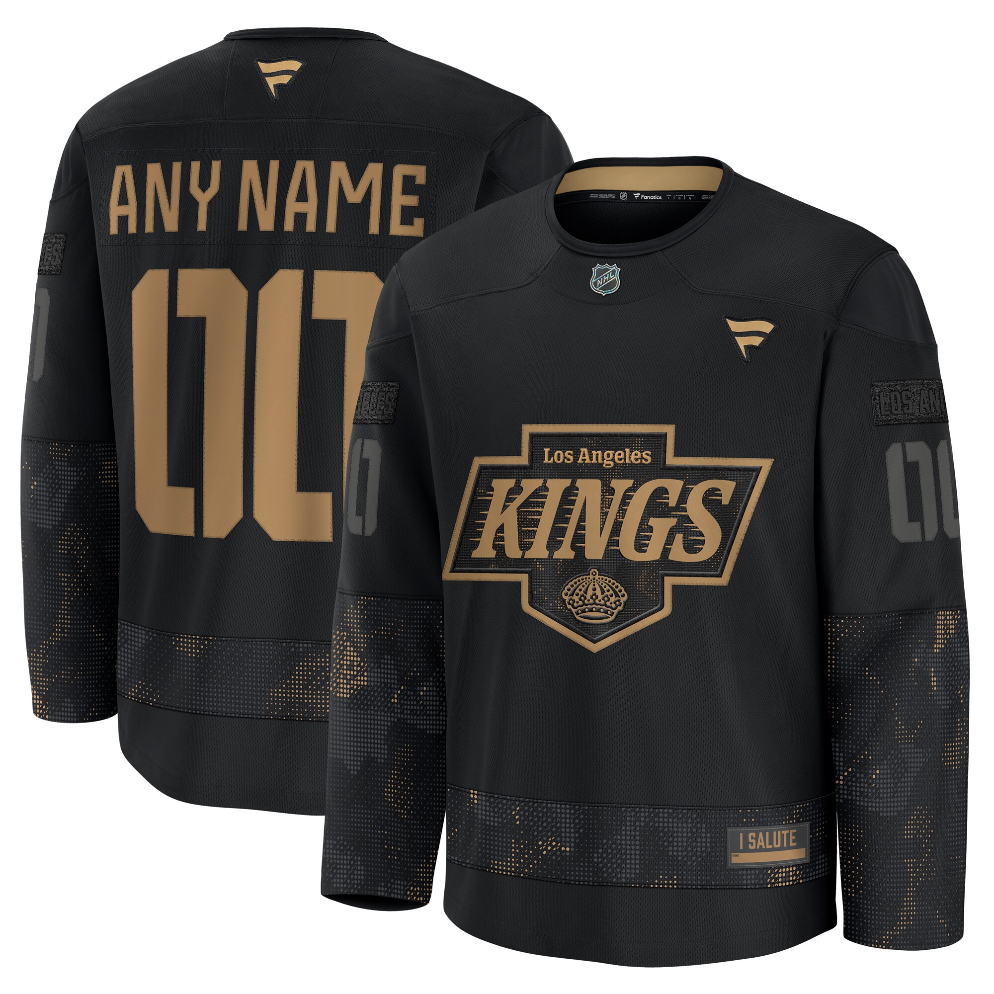 Men's Los Angeles Kings Black 2024 Military Appreciation Custom Practice Jersey - JS763 