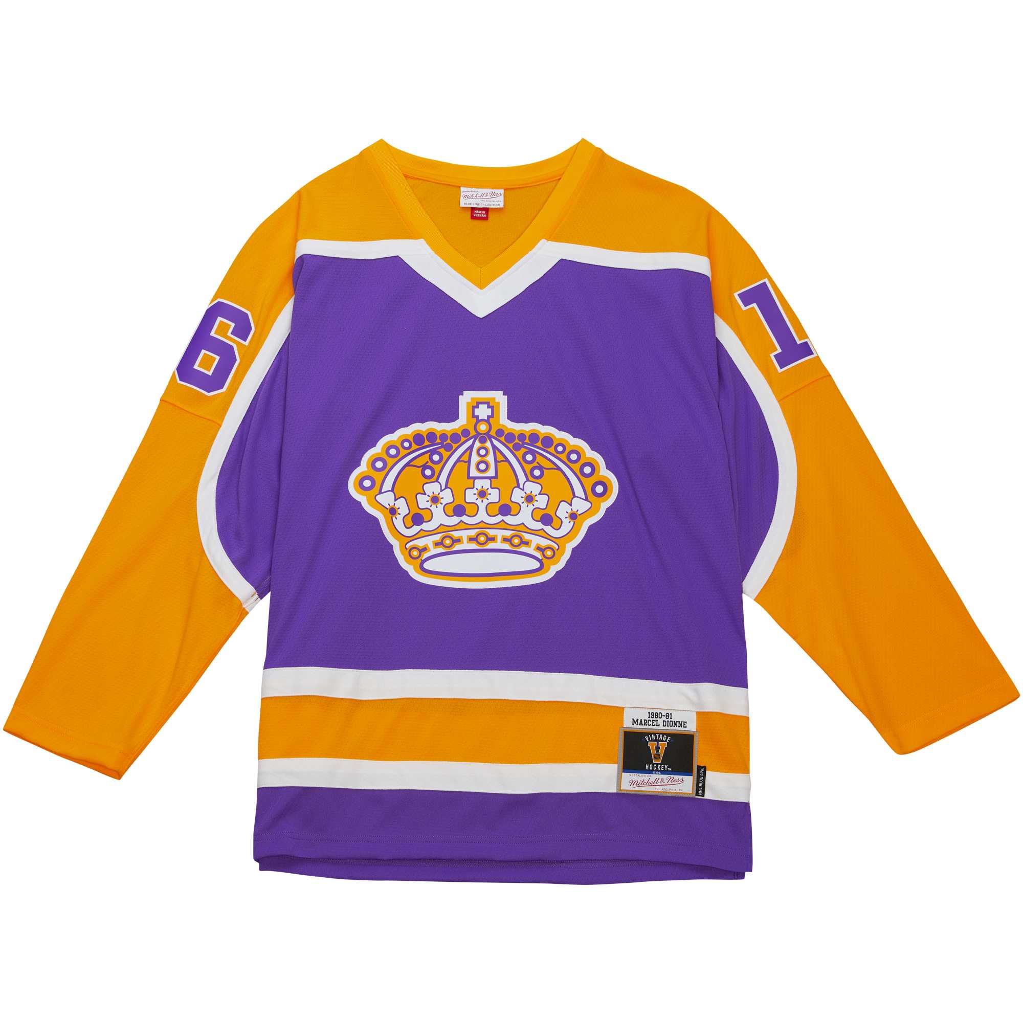 Alternative view of Men's Los Angeles Kings Marcel Dionne Mitchell & Ness Purple 1980/81 Blue Line Player Jersey - JS203 