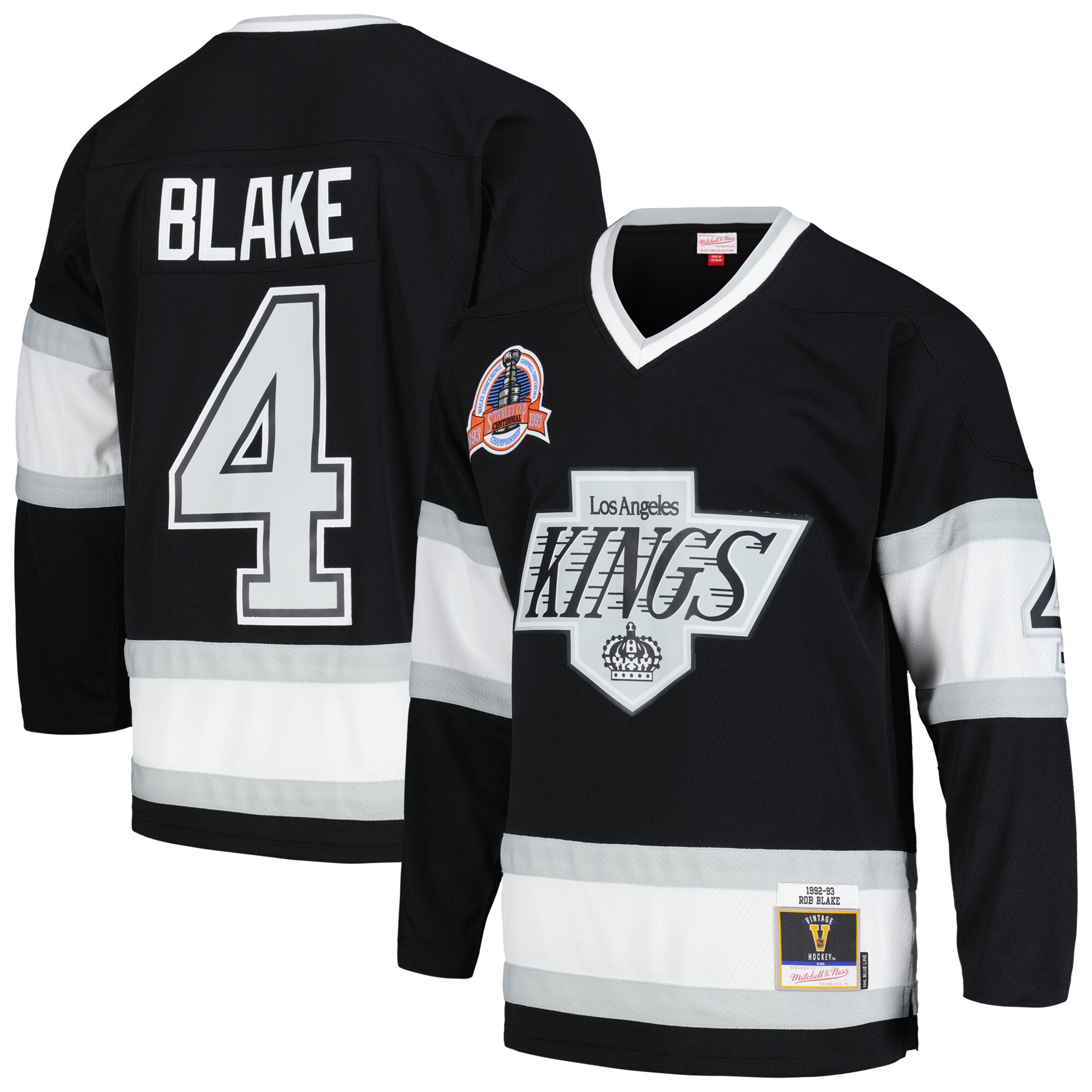 Men's Los Angeles Kings Rob Blake Mitchell & Ness Black 1992/93 Blue Line Player Jersey - JS756 