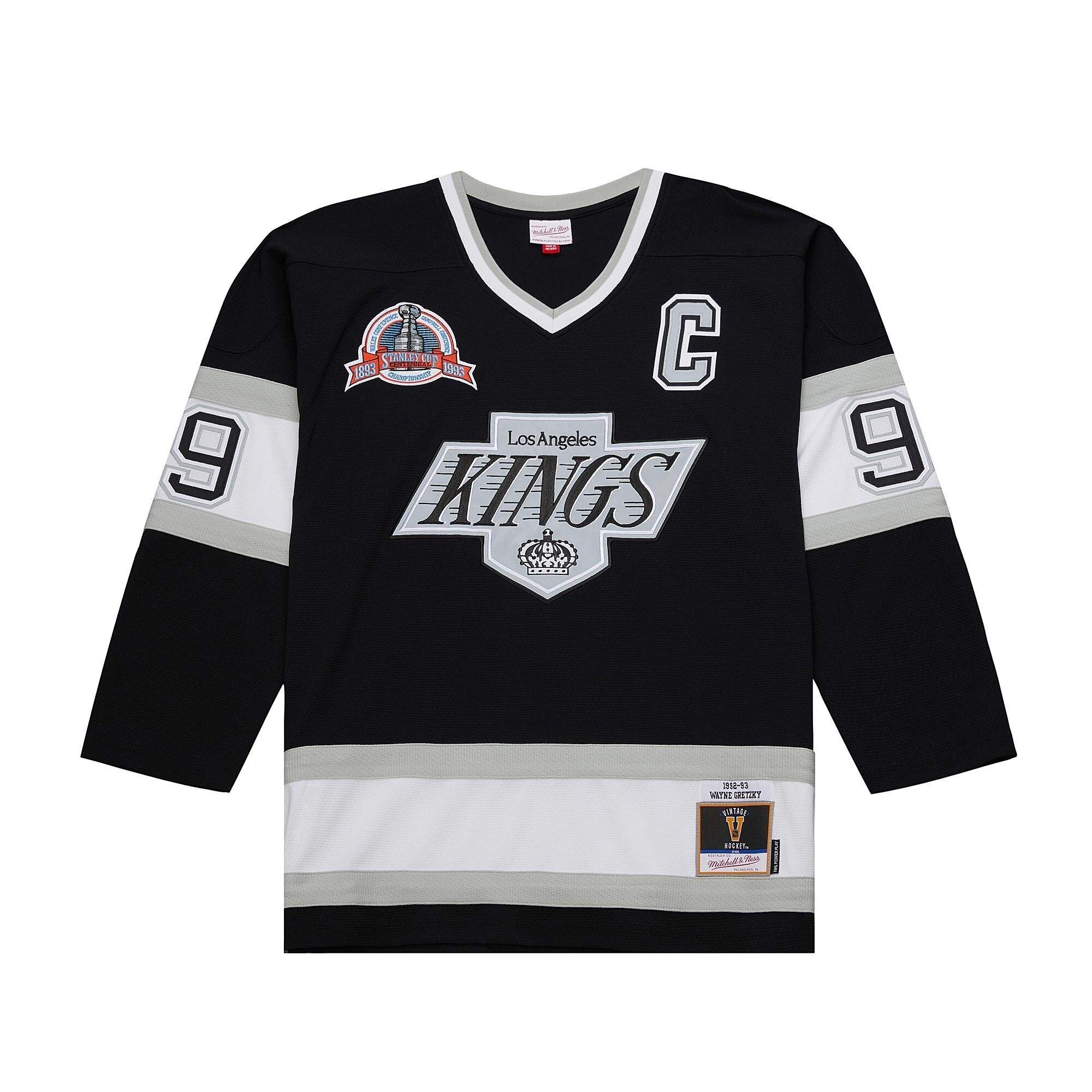 Alternative view of Men's Los Angeles Kings Wayne Gretzky Mitchell & Ness Black Big & Tall 1992/93 Blue Line 2.0 Jersey - JS765 
