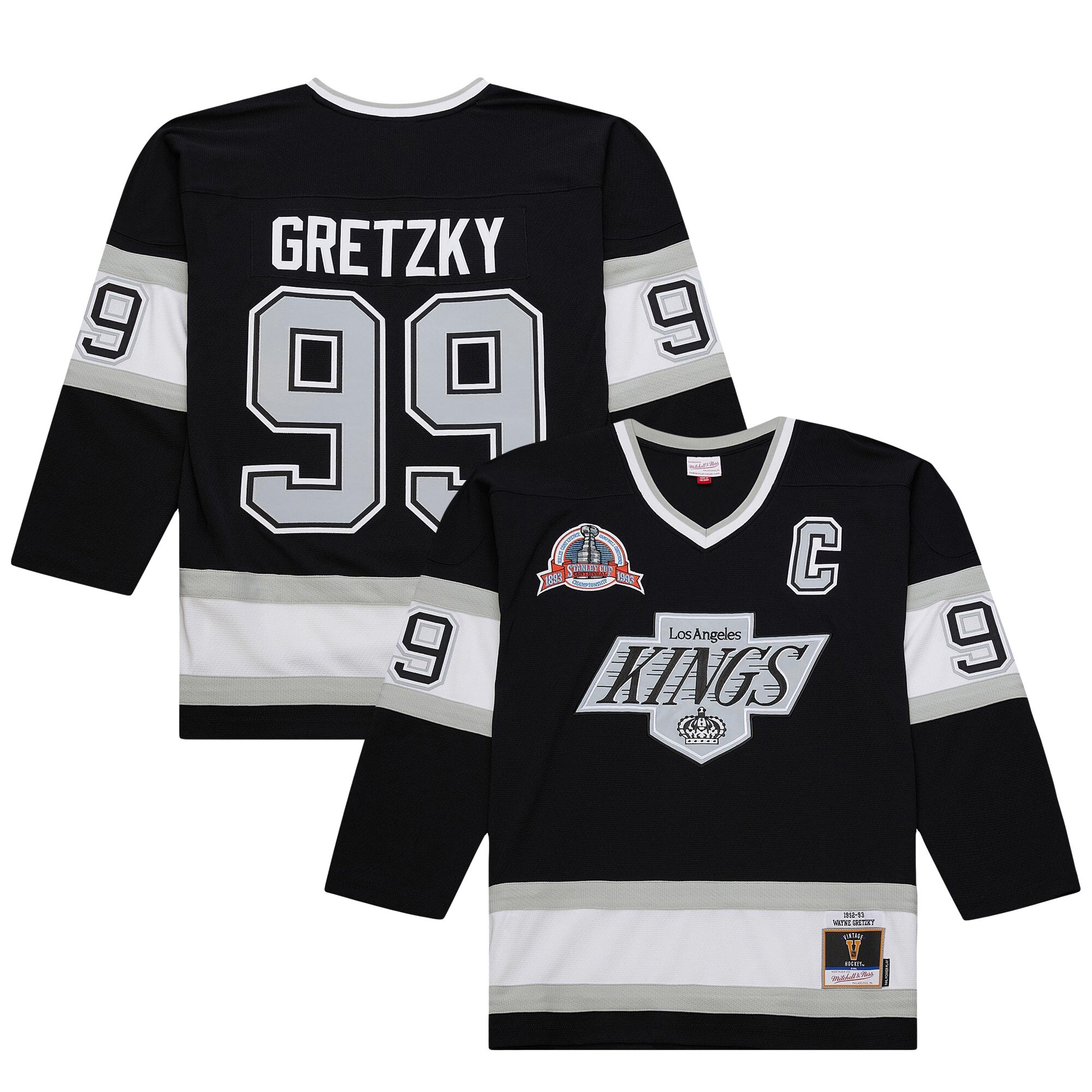 Men's Los Angeles Kings Wayne Gretzky Mitchell & Ness Black Big & Tall 1992/93 Blue Line 2.0 Jersey - JS765 