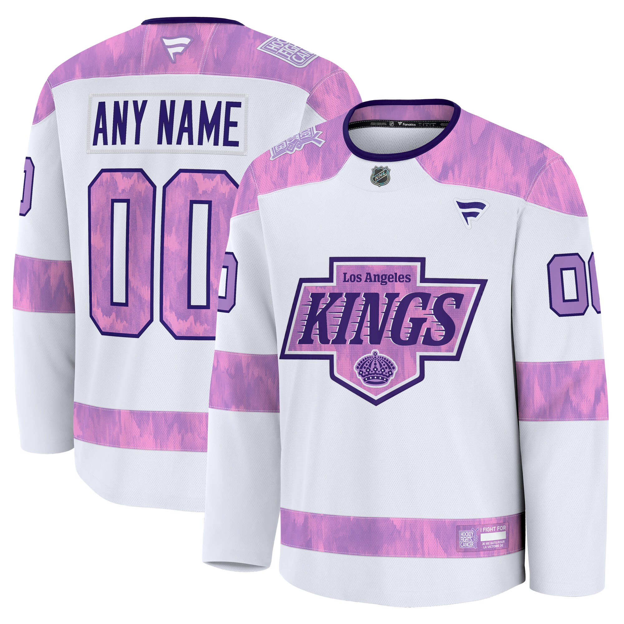 Men's Los Angeles Kings White 2024 Hockey Fights Cancer Custom Practice Jersey - JS861 