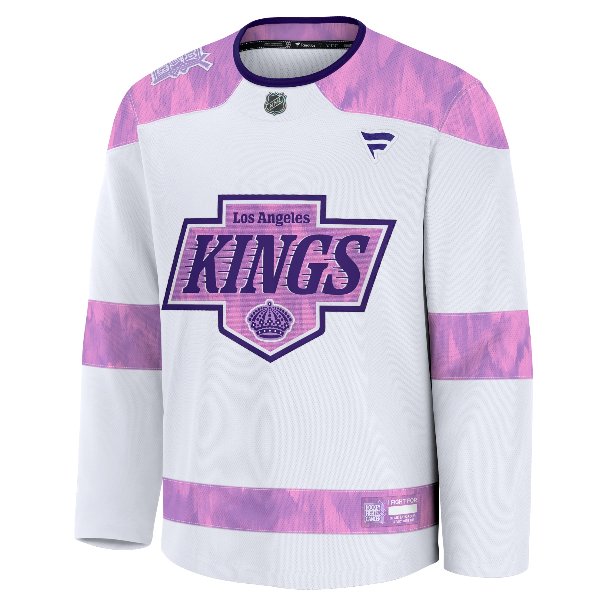 Alternative view of Men's Los Angeles Kings White 2024 Hockey Fights Cancer Practice Jersey - JS407 