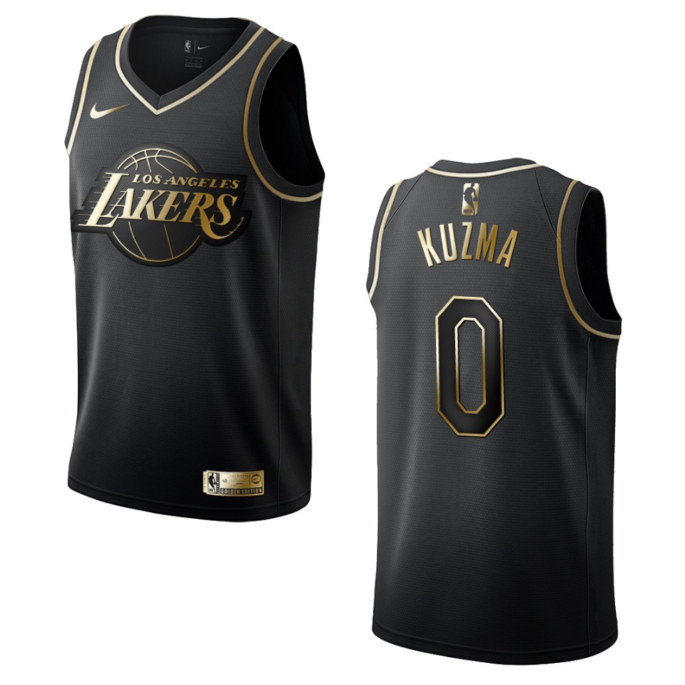 Men’s Los Angeles Lakers #0 Kyle Kuzma Golden Edition Jersey – Black