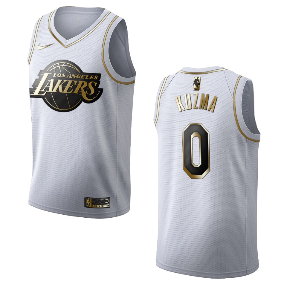 Men’s Los Angeles Lakers #0 Kyle Kuzma Golden Edition Jersey – White