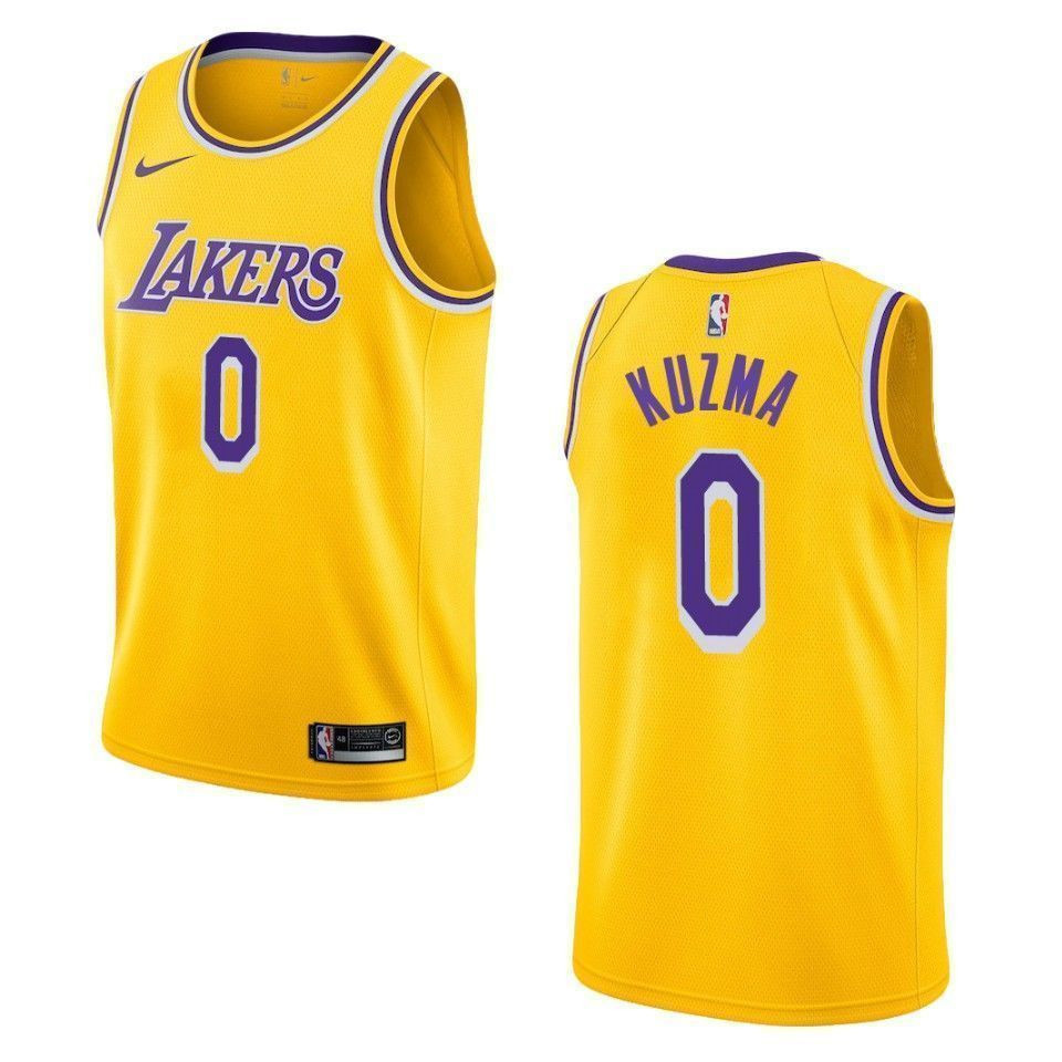 Men's Los Angeles Lakers 0 Kyle Kuzma Icon Swingman Jersey - Gold - JS559 