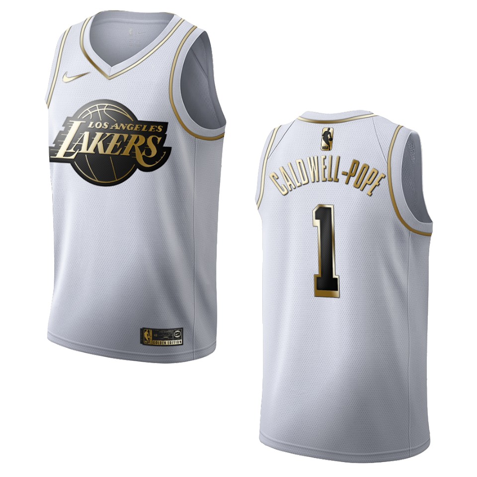 Men’s Los Angeles Lakers #1 Kentavious Caldwell-pope Golden Edition Jersey – White