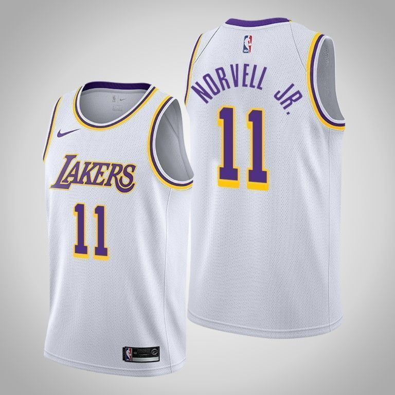 Men's Los Angeles Lakers 11 Zach Norvell Jr. Association Swingman Jersey - White - JS314 