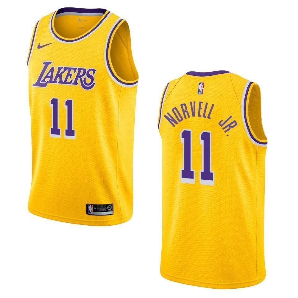 Men's Los Angeles Lakers 11 Zach Norvell Jr. Icon Swingman Jersey - Gold - JS781 